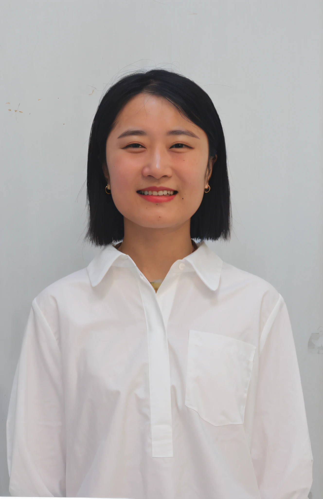 arafed woman in a white shirt smiling and looking at the camera, pengzhen zhang, jiyun chae, xintong chen, wenfei ye, xiaofan zhang, chengyou liu, qiu fang, xiang duan, yun ling, zhelong xu, louise zhang, qifeng lin, xue han, lu ji
