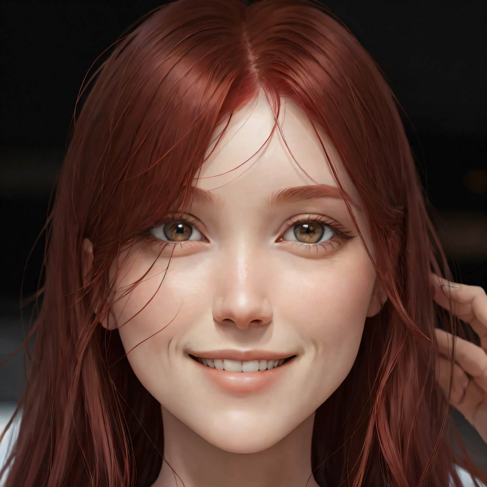 more realistic, more smile, red hair