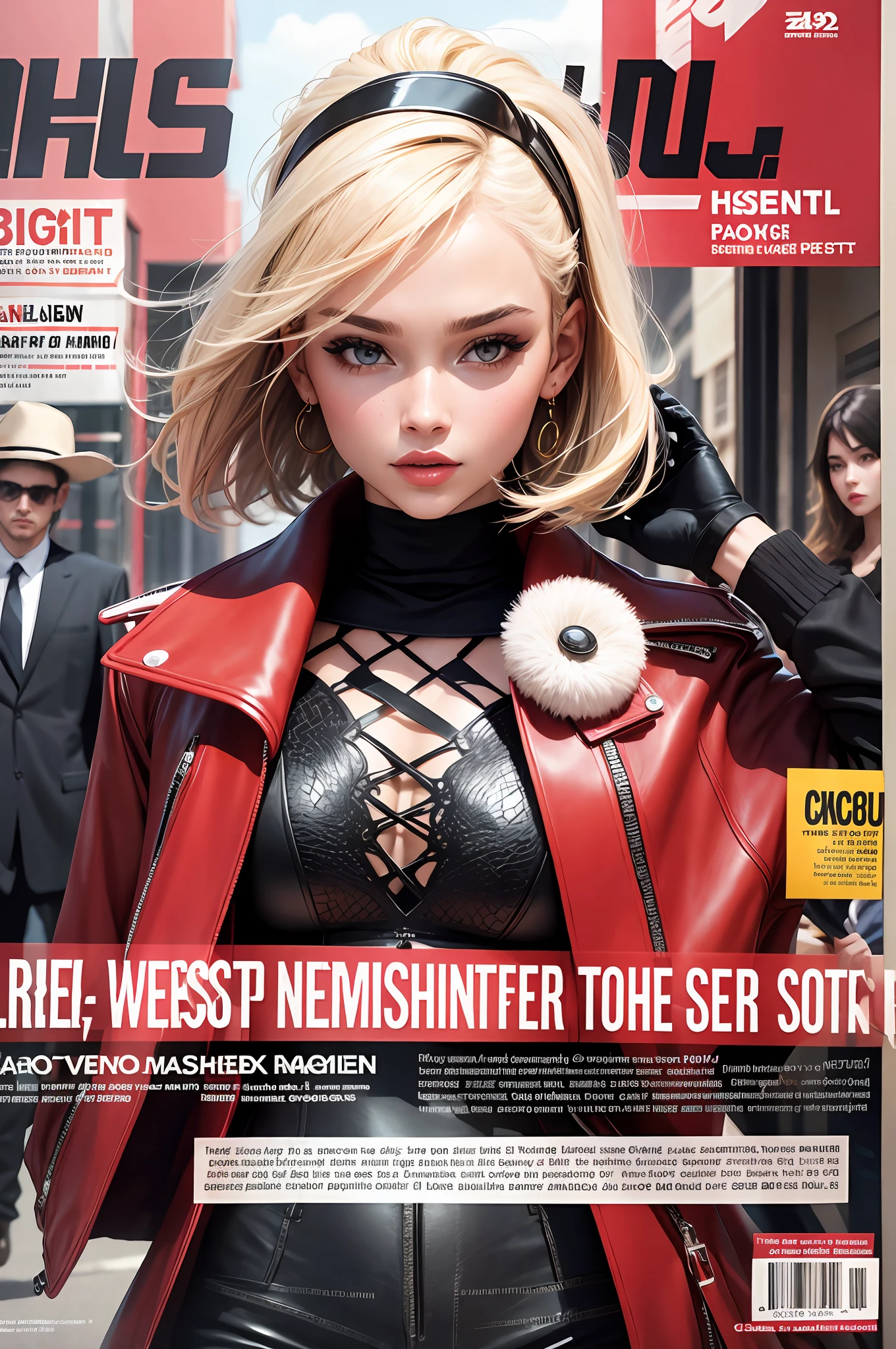 Fashion magazine cover, text headlines