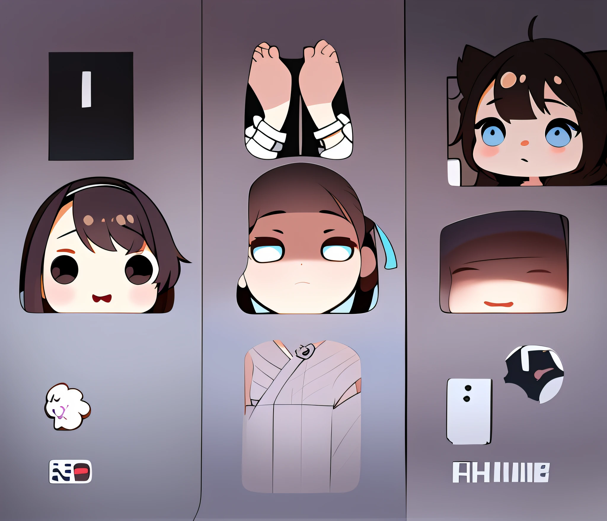 cartoon stickers of a girl with different expressions and expressions, kantai collection style, unused sticker sheet, hololive, telegram sticker, stickers, sticker sheet, telegram sticker design, , various emotions, happy!!!, naver fanpop, girls frontline style, kawaii cutest sticker ever, various pose, cute faces, cute girls, cute art style, anime moe artstyle