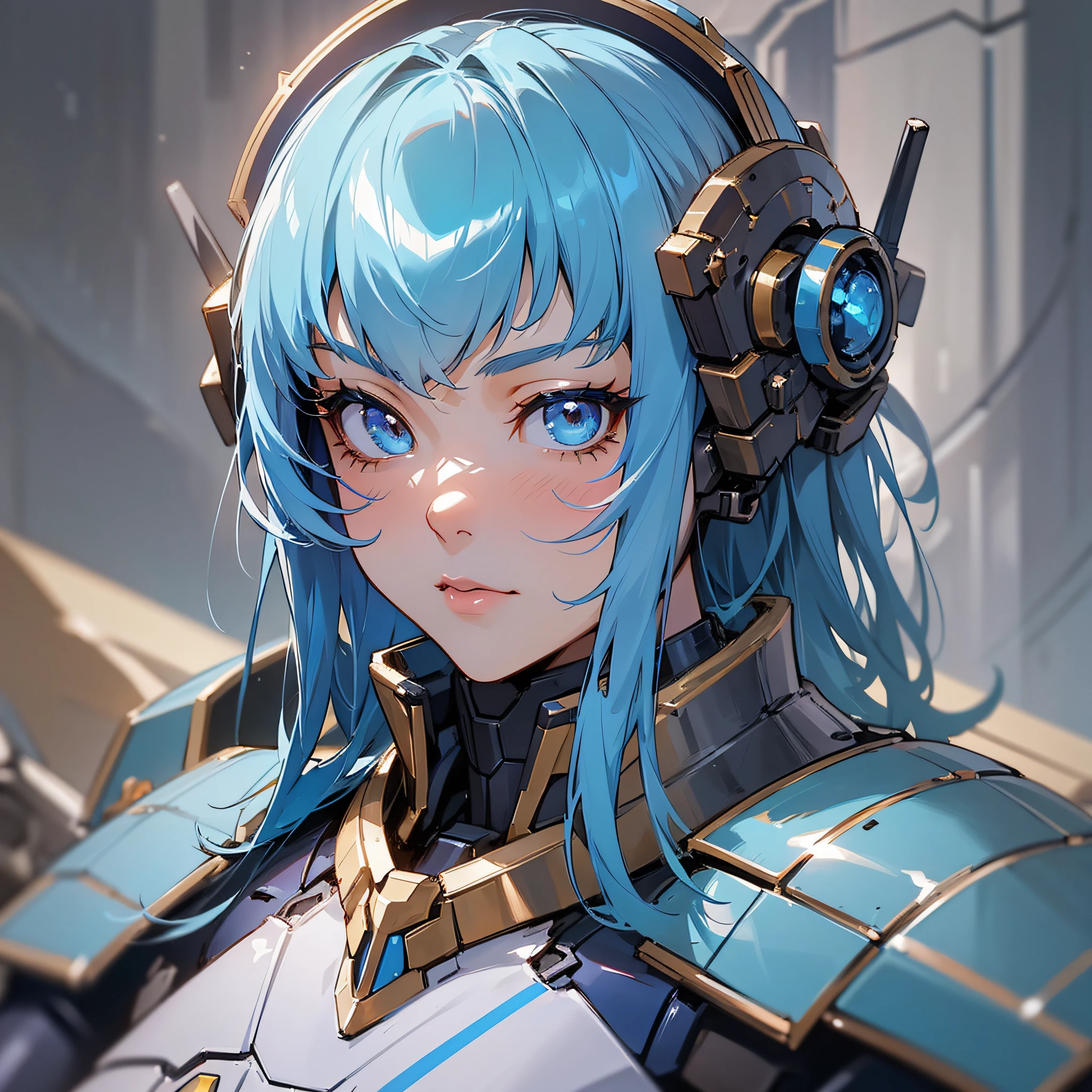 Blue paint, close-up portrait of a person in costume with a sword, cyber japan style armor, cyber japan armor, guyver style, girl in armor, monster hunter armor, full body mecha suit, perfect anime cyborg woman, cyborg noble woman, mecha cyber armor girl, detailed full body concept, female armor, anime character. Full Body Art --auto --s2