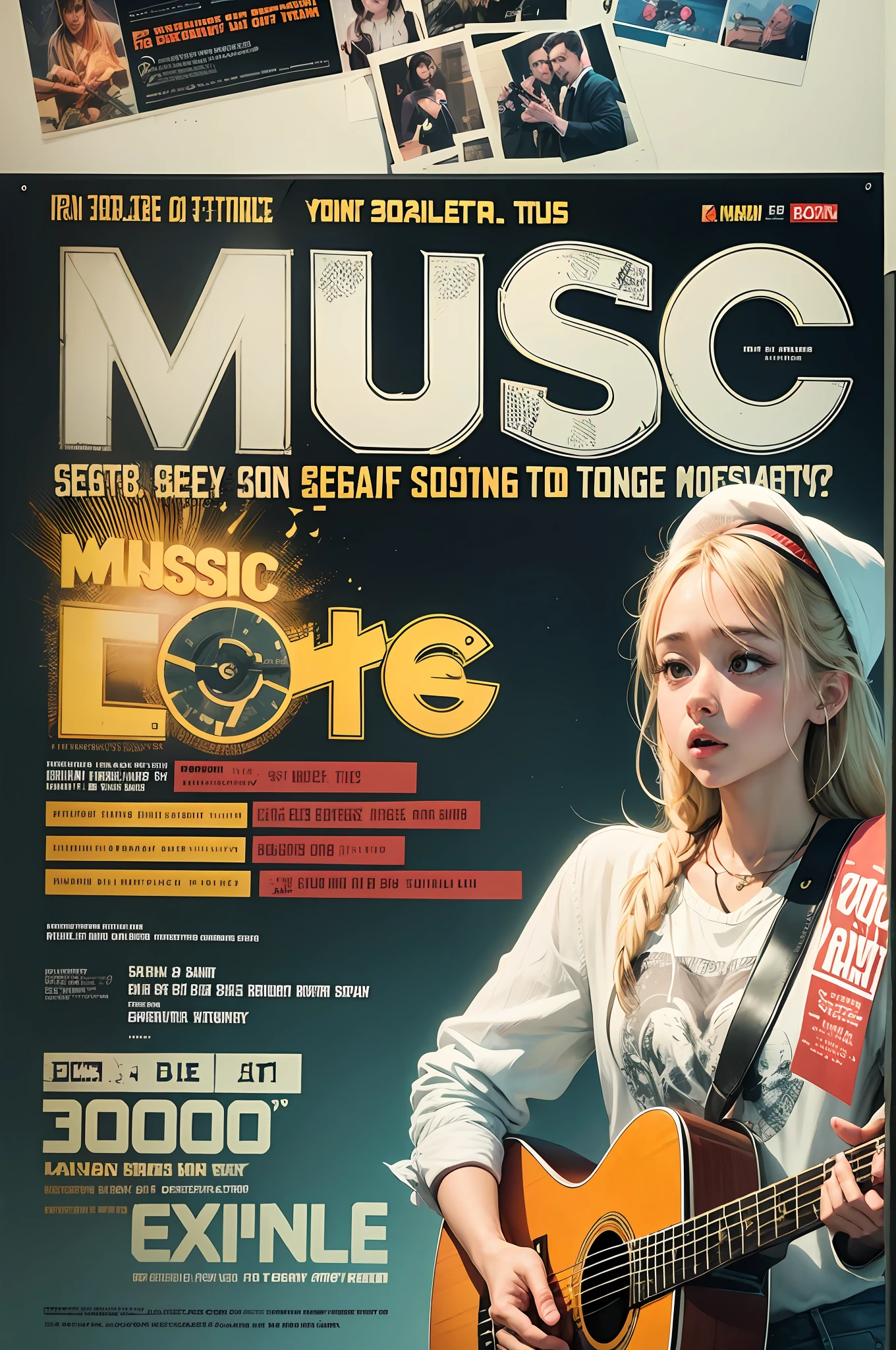music magazine cover, text titles