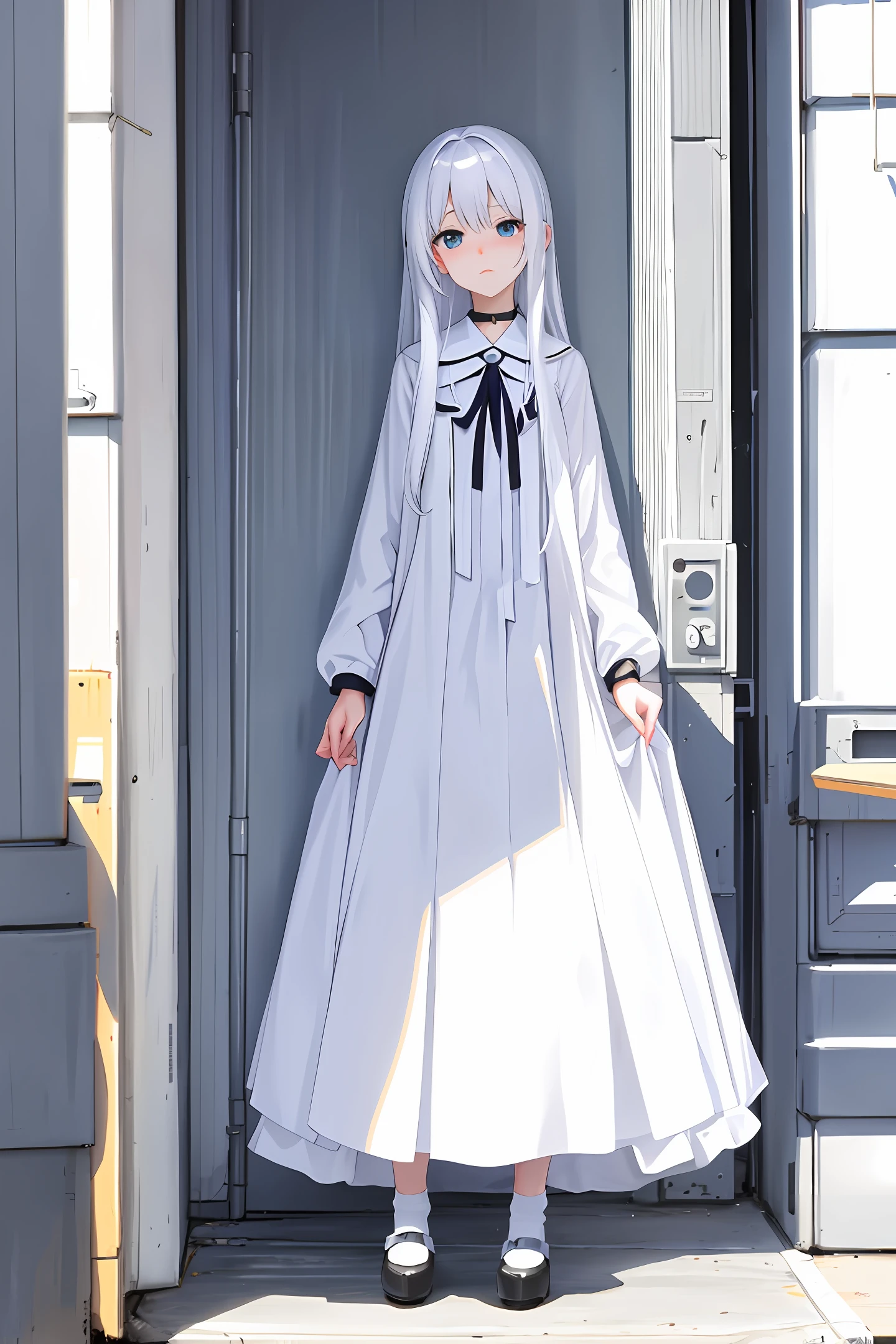 White hair anime, shy