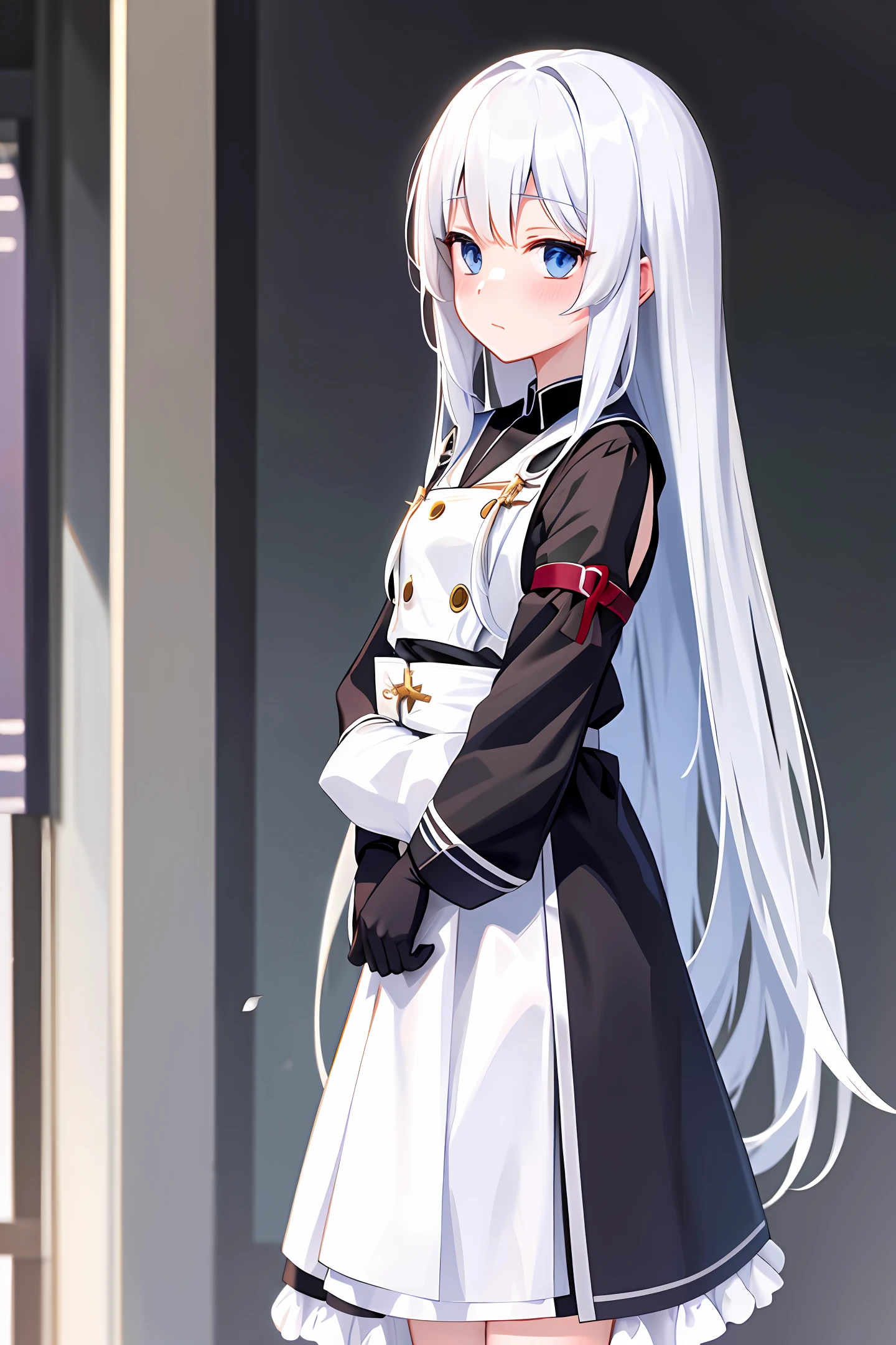 White hair anime, shy