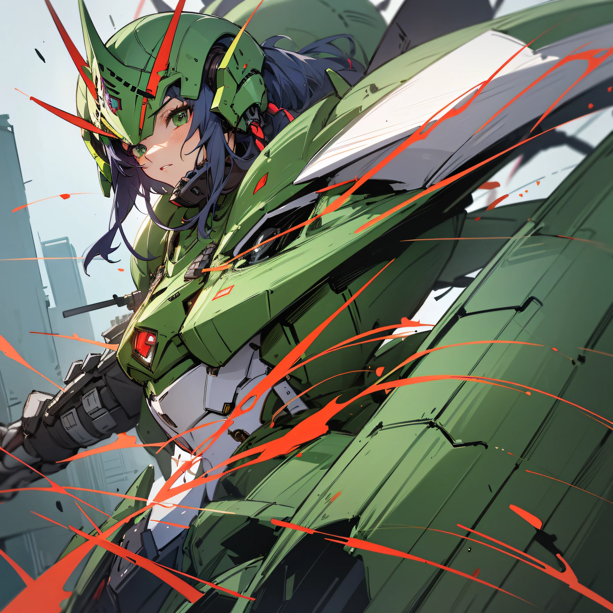 Green and red paint, close-up portrait of a person in costume with a sword, cyber japan style armor, cyber japan armor, guyver style, girl in armor, monster hunter armor, full body mecha suit, perfect anime cyborg woman, cyborg noble woman, mecha cyber armor girl, detailed full body concept, female armor, anime character. Full Body Art --auto --s2