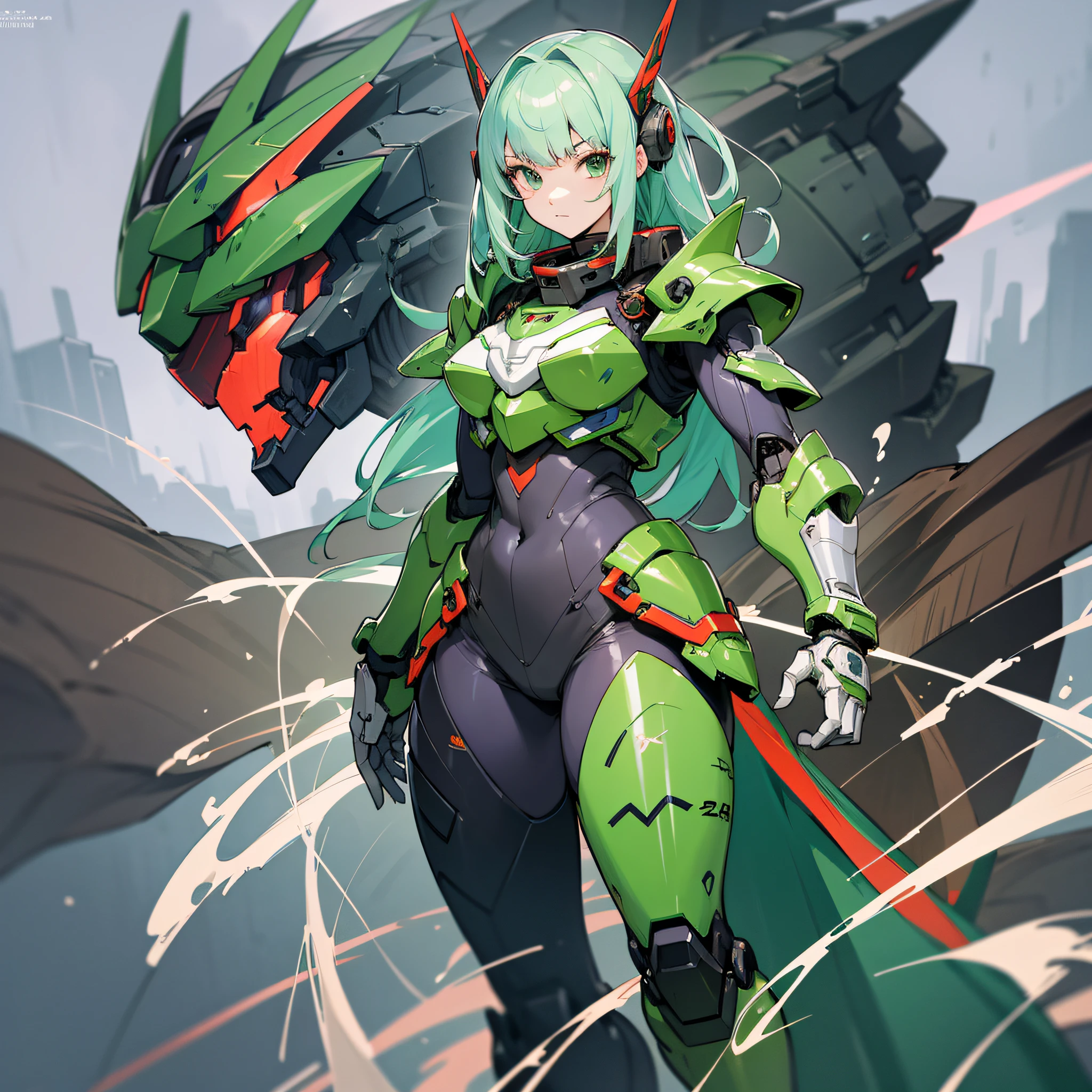 Green and red paint, close-up portrait of a person in costume with a sword, cyber japan style armor, cyber japan armor, guyver style, girl in armor, monster hunter armor, full body mecha suit, perfect anime cyborg woman, cyborg noble woman, mecha cyber armor girl, detailed full body concept, female armor, anime character. Full Body Art --auto --s2