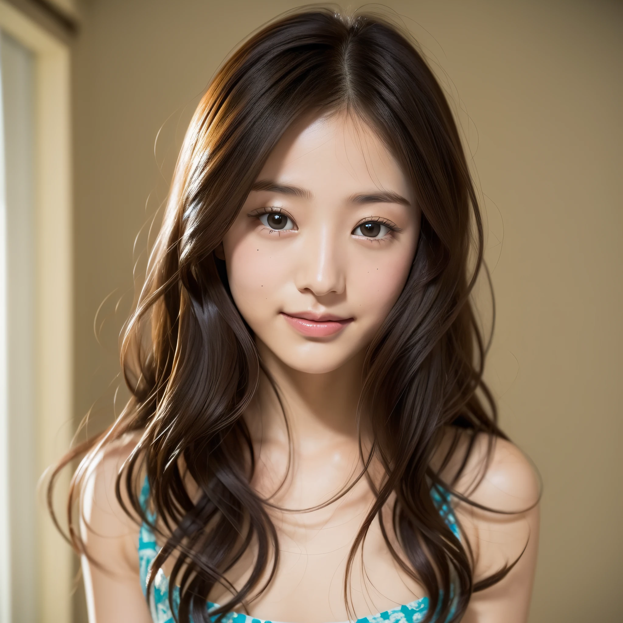 Woman 1 Double eyelids Beautiful eyes Smile Abs beauty Small face Long hair Bed Beauty Satomi Ishihara Yui Arakaki Transparency Gal Companion