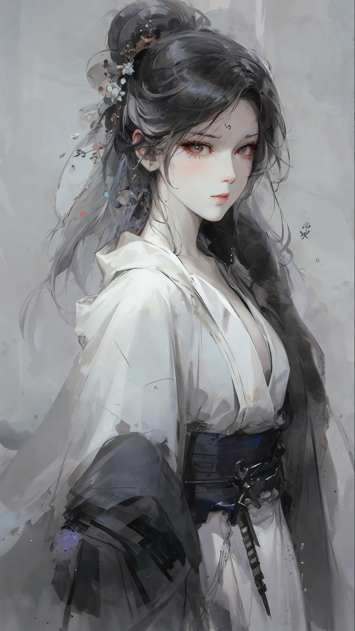 a close up of a woman with white hair and a white mask, beautiful character painting, guweiz, artwork in the style of guweiz, white haired deity, by Yang J, epic exquisite character art, stunning character art, by Fan Qi, by Wuzhun Shifan, guweiz on pixiv artstation