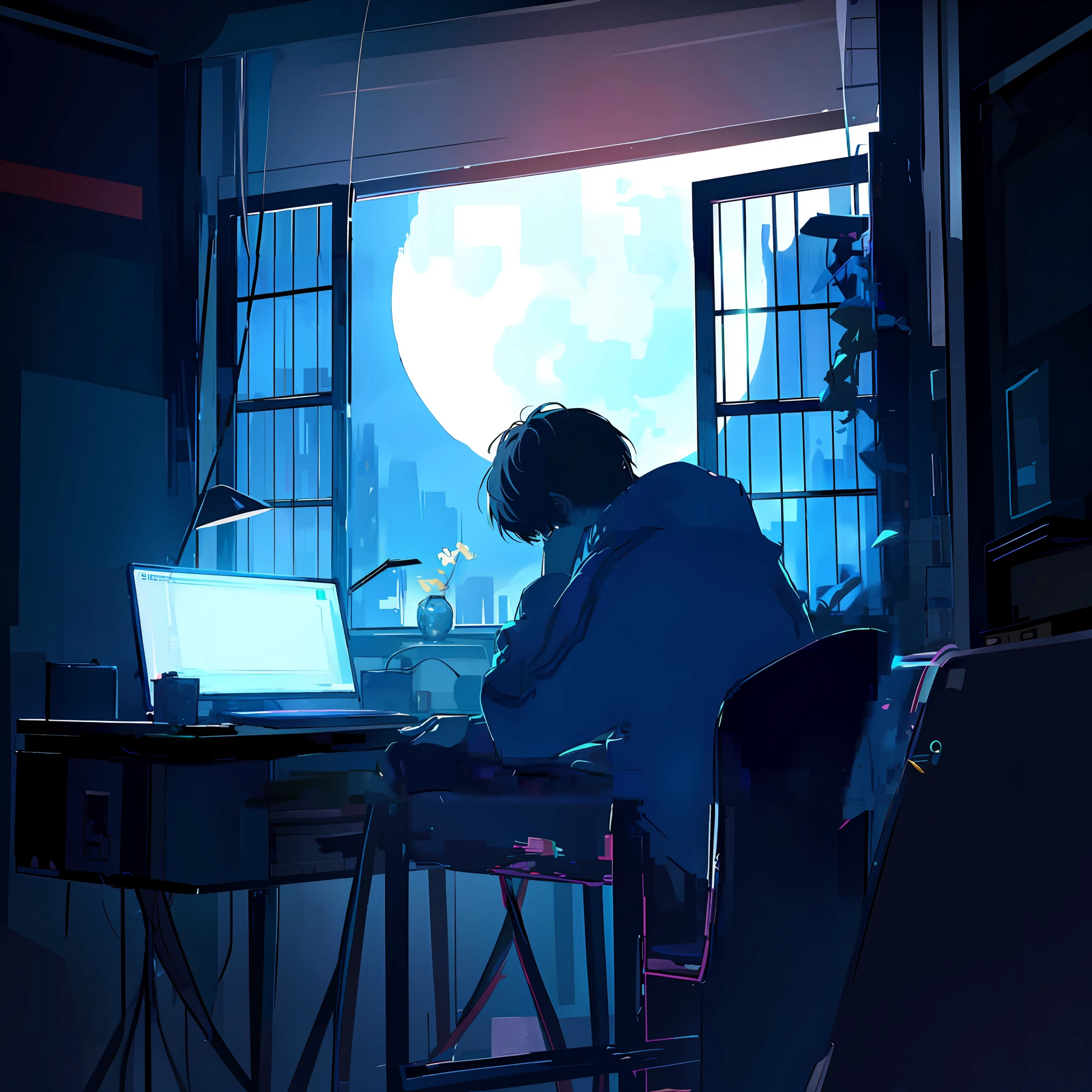 anime girl sitting at a desk with a laptop in front of a window, anime aesthetic, anime art wallpaper 8 k, anime background, lofi artstyle, 4k anime wallpaper, anime wallaper, anime wallpaper 4 k, anime wallpaper 4k, anime background art, anime art wallpaper 4 k, anime art wallpaper 4k, anime scene, anime asthetic
