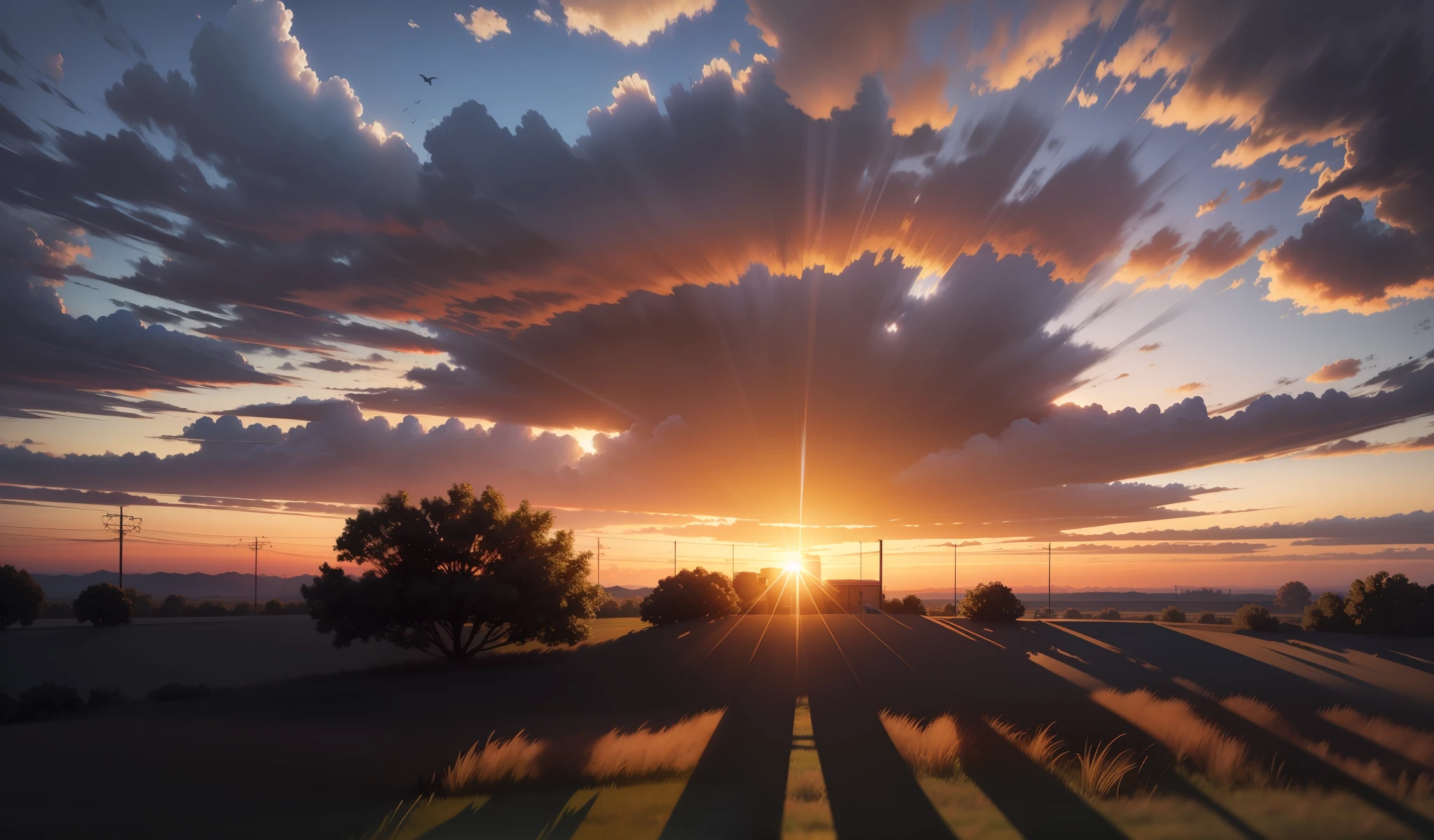 Sunrise, huge shadows,