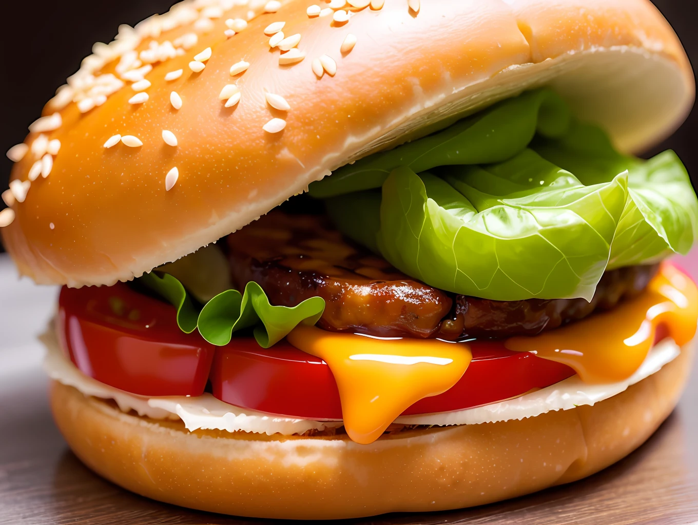 best quality, ultra high res, (photorealistic:1.4), ultra-detailed,incredibly detailed, foil package, big mac, fried meat, wet lettuce, melting cheese, tomatoes