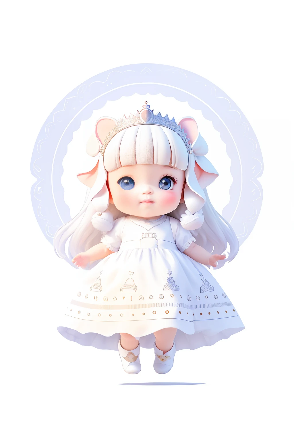 White princess dress worn on cute elephant, logo, vector, line art design, straight line, symmetrical, full of creativity.