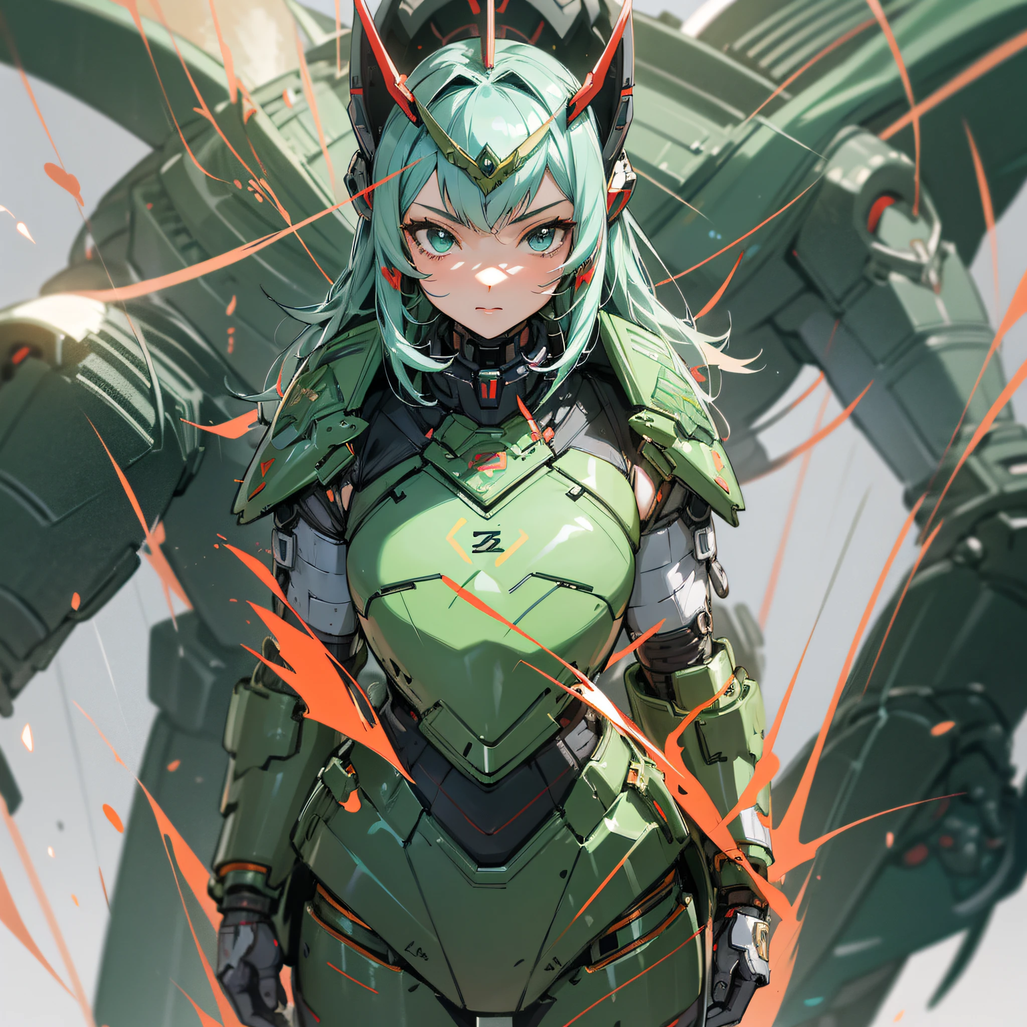 Green and red paint, close-up portrait of a person in costume with a sword, cyber japan style armor, cyber japan armor, guyver style, girl in armor, monster hunter armor, full body mecha suit, perfect anime cyborg woman, cyborg noble woman, mecha cyber armor girl, detailed full body concept, female armor, anime character. Full Body Art --auto --s2