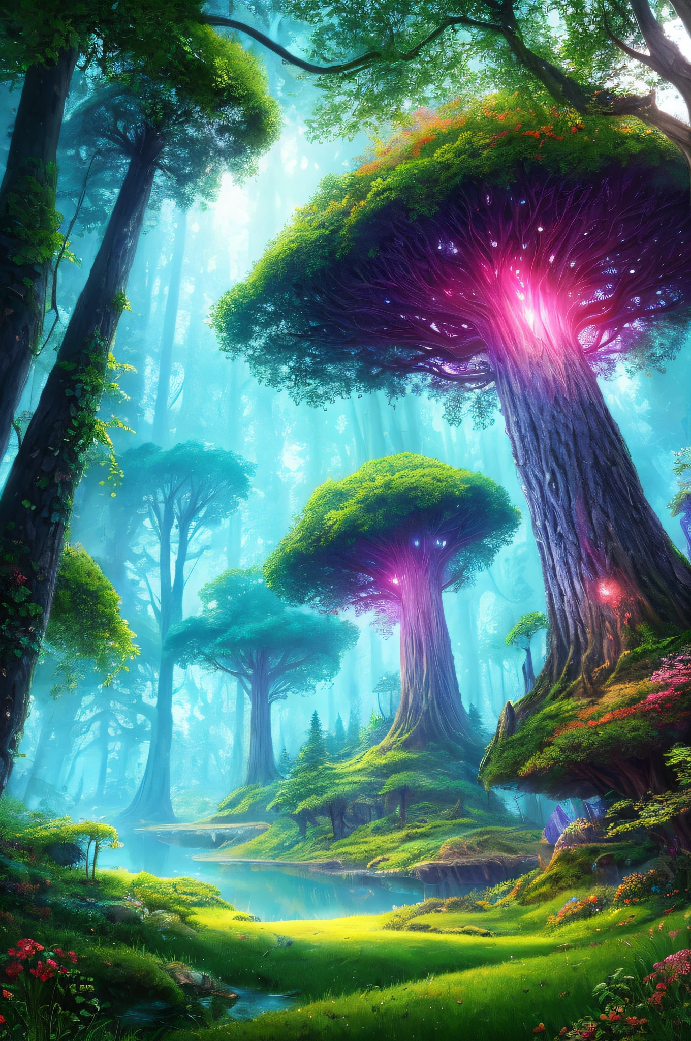 masterpiece, best quality, high quality,extremely detailed CG unity 8k wallpaper, An enchanting and dreamy scene of a fantasy forest, with towering trees, glowing mushrooms, and hidden fairy glens, creating a sense of mystique and enchantment, artstation, digital illustration, intricate, trending, pastel colors, oil paiting, award winning photography, Bokeh, Depth of Field, HDR, bloom, Chromatic Aberration ,Photorealistic,extremely detailed, trending on artstation, trending on CGsociety, Intricate, High Detail, dramatic, art by midjourney