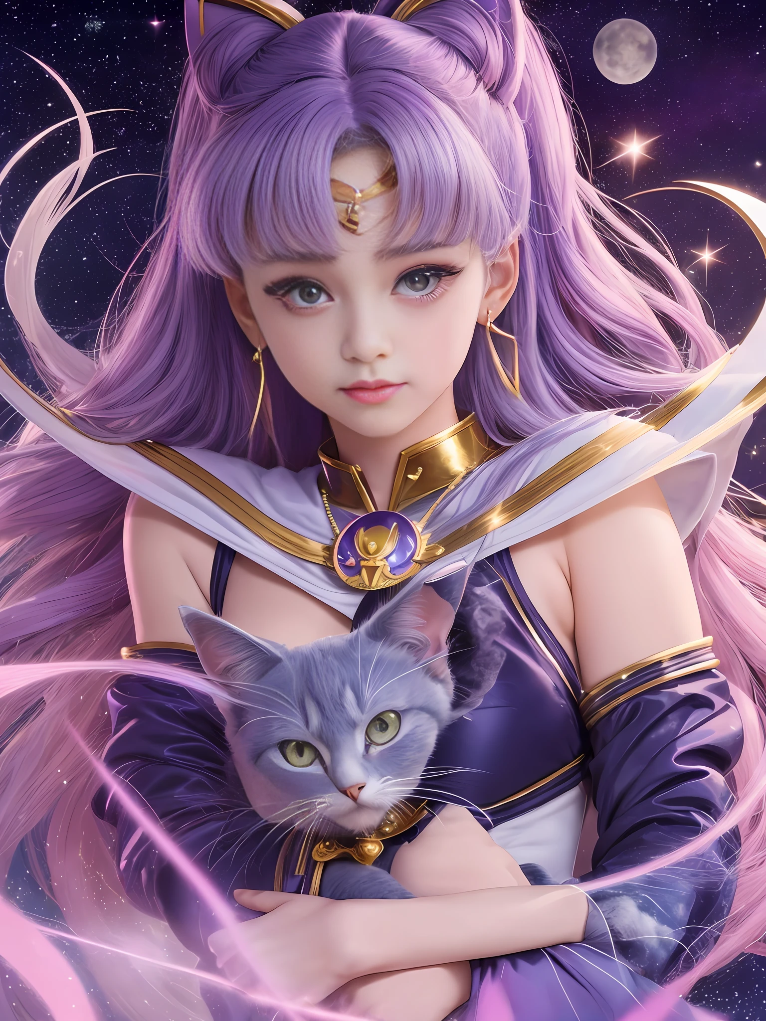 Sailor Moon with Luna: Sailor Moon, the heroine of the series of the same name, is supported by Luna, a magical cat who gives her the power to transform into a vigilante. Luna guides Sailor Moon on her mission to defend Earth from the forces of evil.