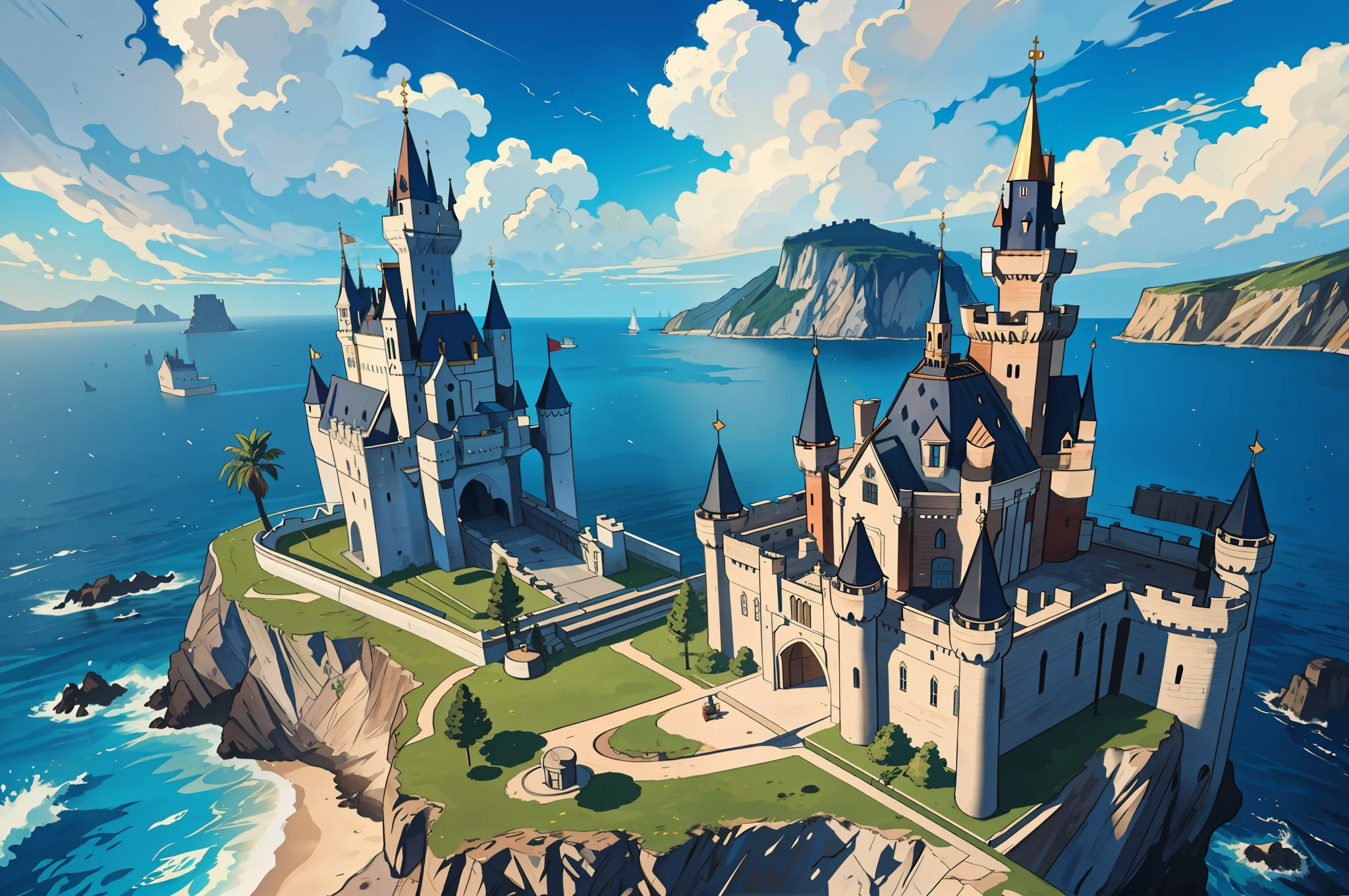 (Super Fine, 8K, Cinematic Level) Masterpiece, Excellent, Remove the Castle, Empty Sea,
