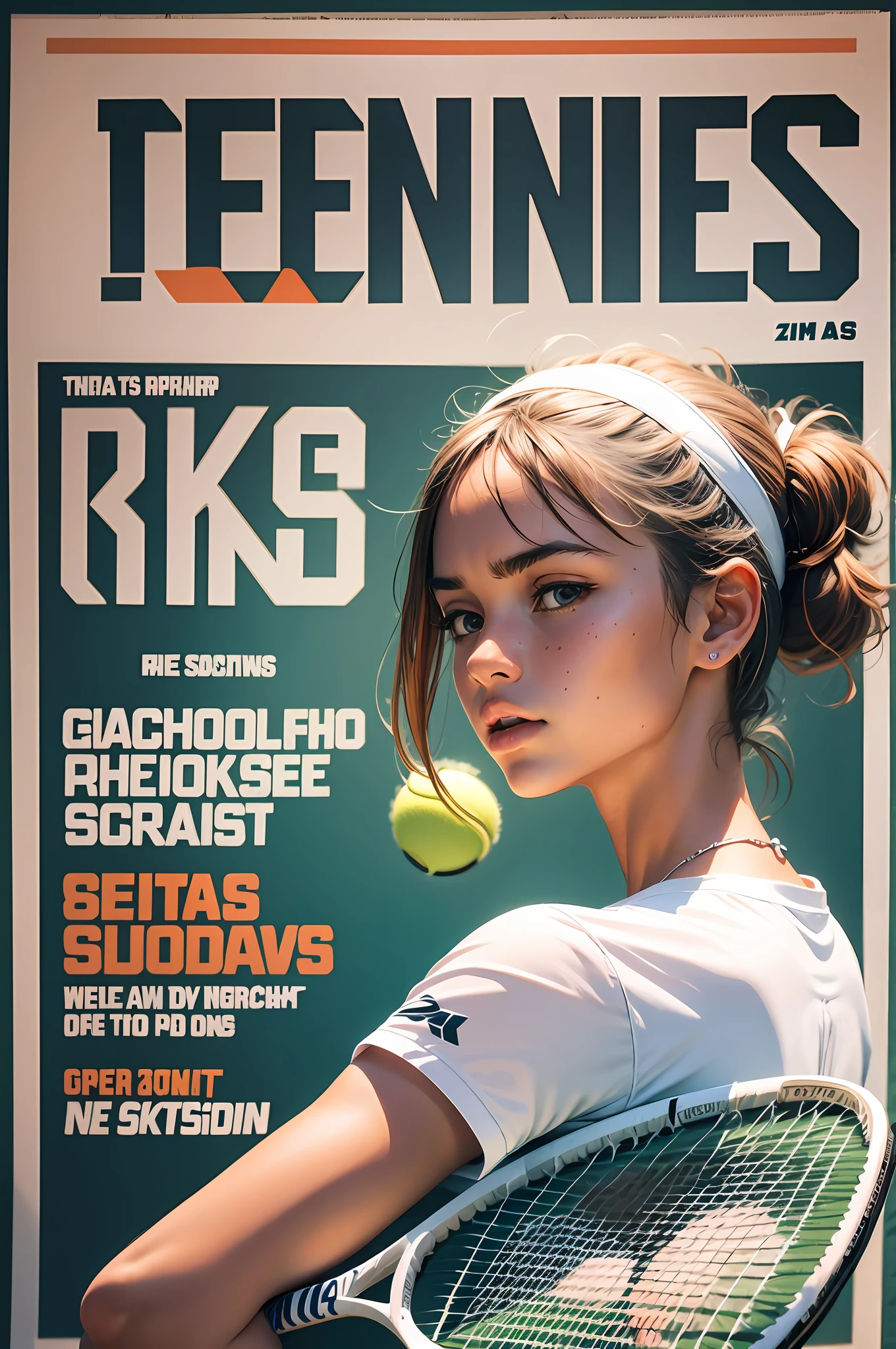 Tennis magazine cover, text headlines