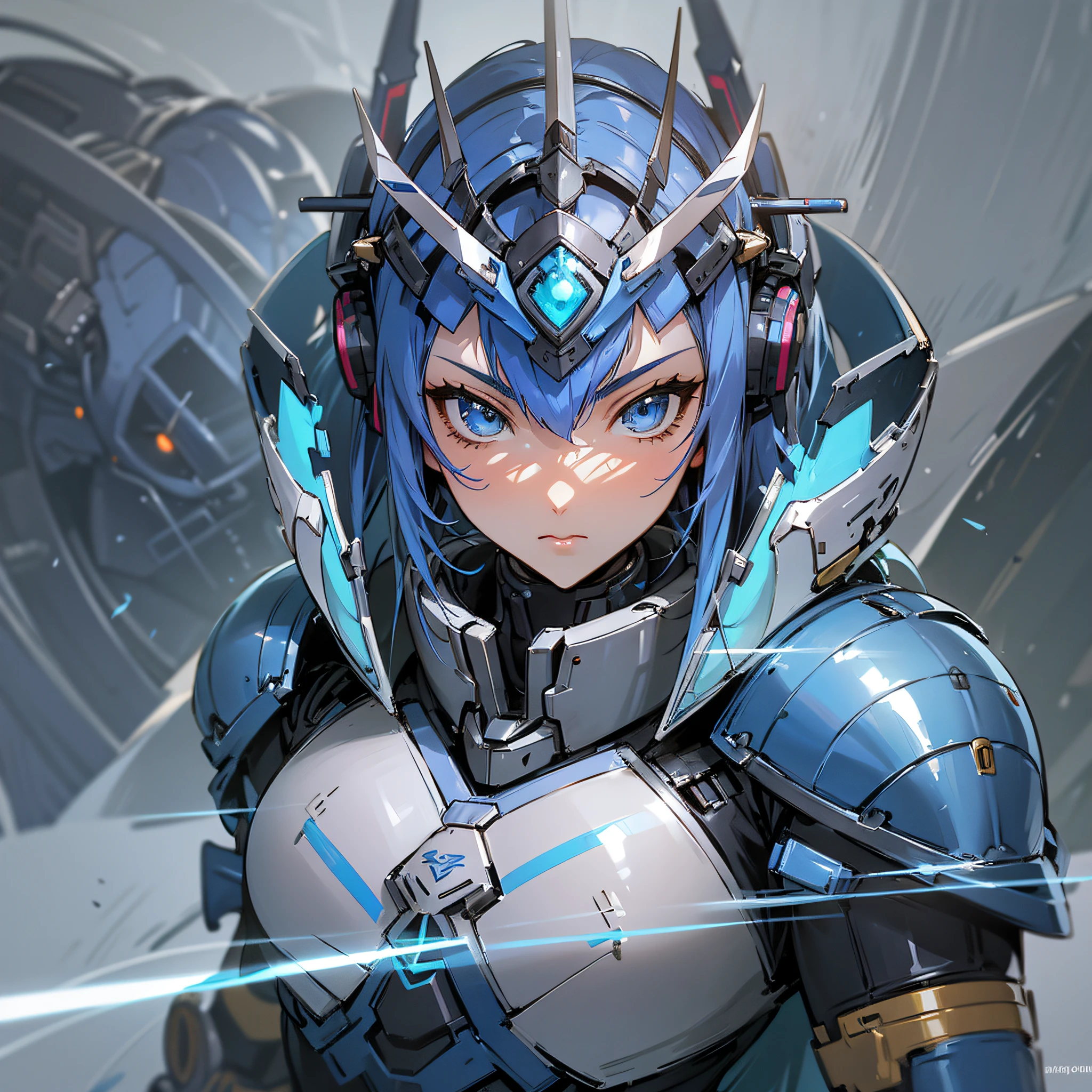 Blue paint, close-up portrait of a person in costume with a sword, cyber japan style armor, cyber japan armor, guyver style, girl in armor, monster hunter armor, full body mecha suit, perfect anime cyborg woman, cyborg noble woman, mecha cyber armor girl, detailed full body concept, female armor, anime character. Full Body Art --auto --s2