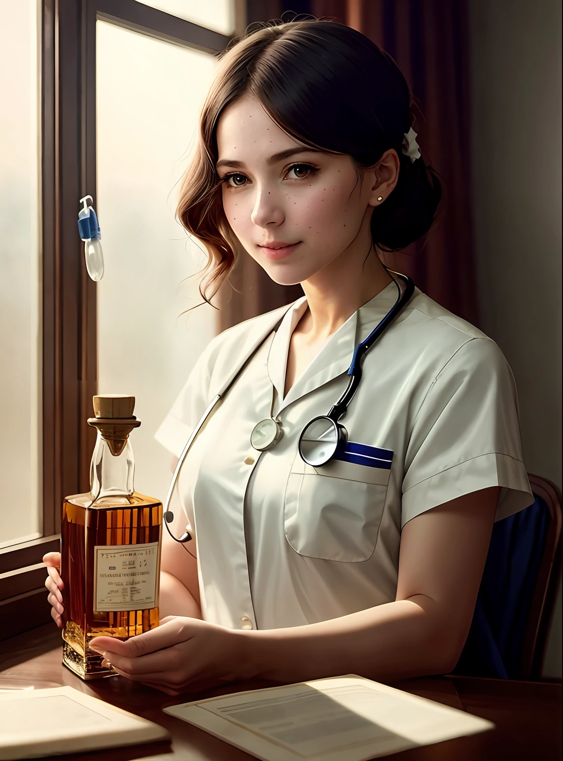 Nurse outfit, beauty, half nude,