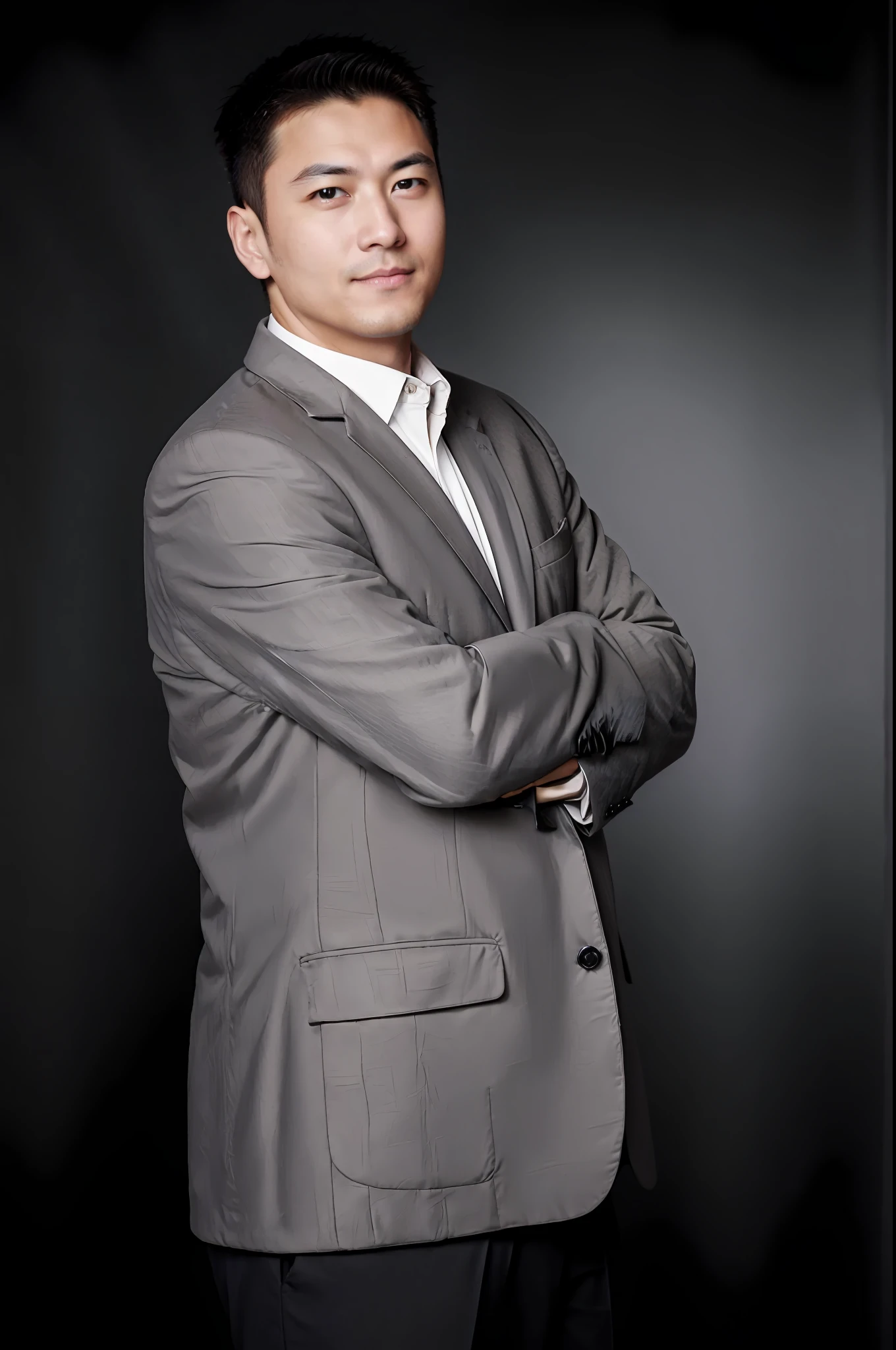 Man posing for photo in suit and tie, professional portrait,