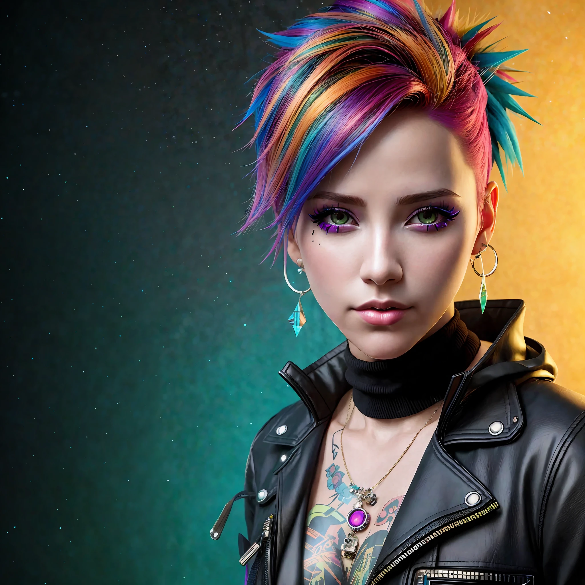 arafed woman with colorful hair and piercings posing for a picture, hyper-realistic cyberpunk style, cyberpunk style color, cyberpunk style , hyperrealistic, the cyberpunk girl portrait, beautiful cyberpunk woman model, cyberpunk 2 0 y. o model girl, beautiful cyberpunk girl face, cyberpunk vibrant colors, unreal engine : : rave makeup, cyberpunk art ultrarealistic 8k