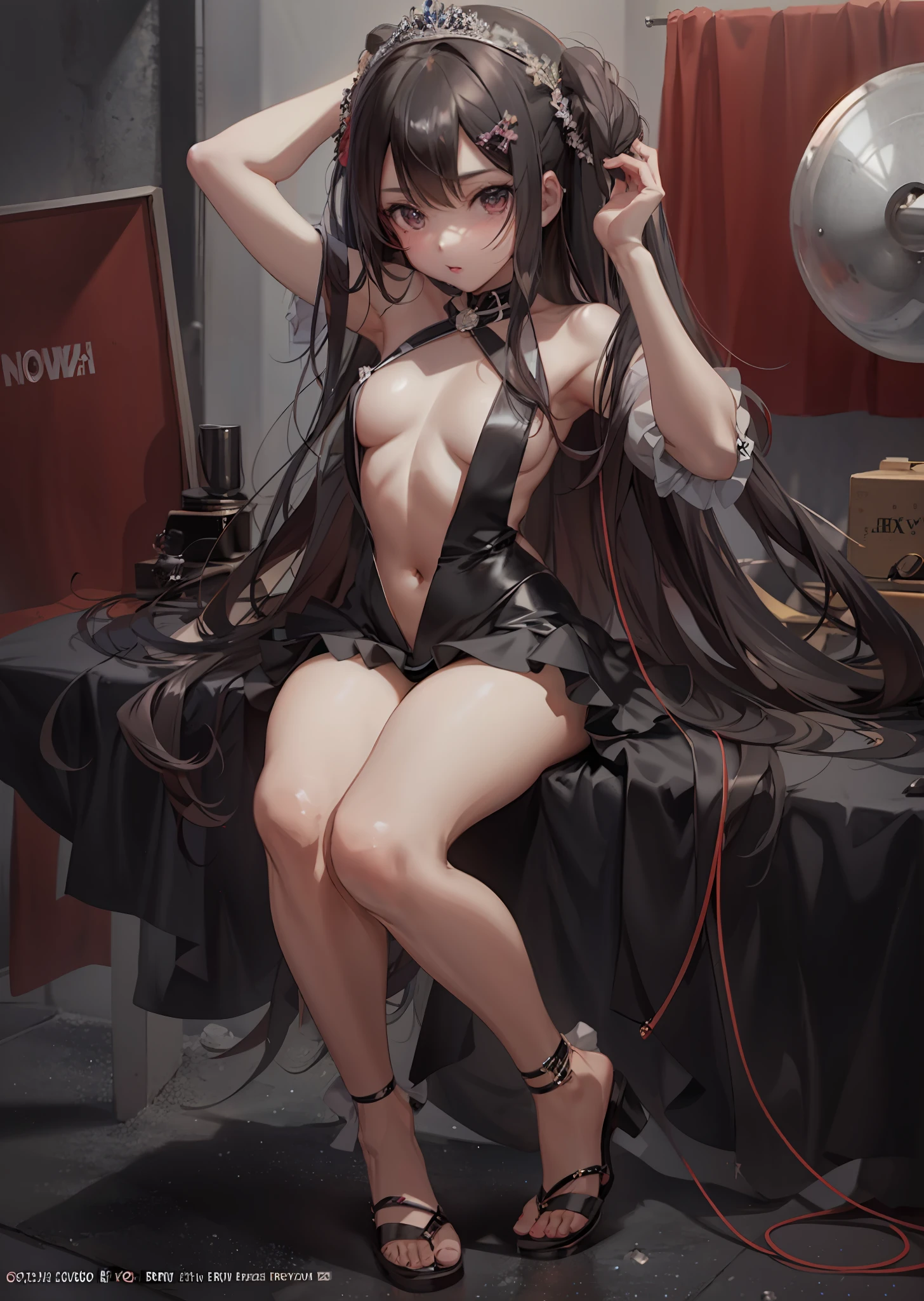 Anime girl posing nude with long black hair, seductive anime girl, little curvy , guvitz, guwiz style artwork, guwiz on pixiv art station, guwiz on pixiv art station, guwiz masterpiece, [4 k digital art] !!, smooth anime CG art