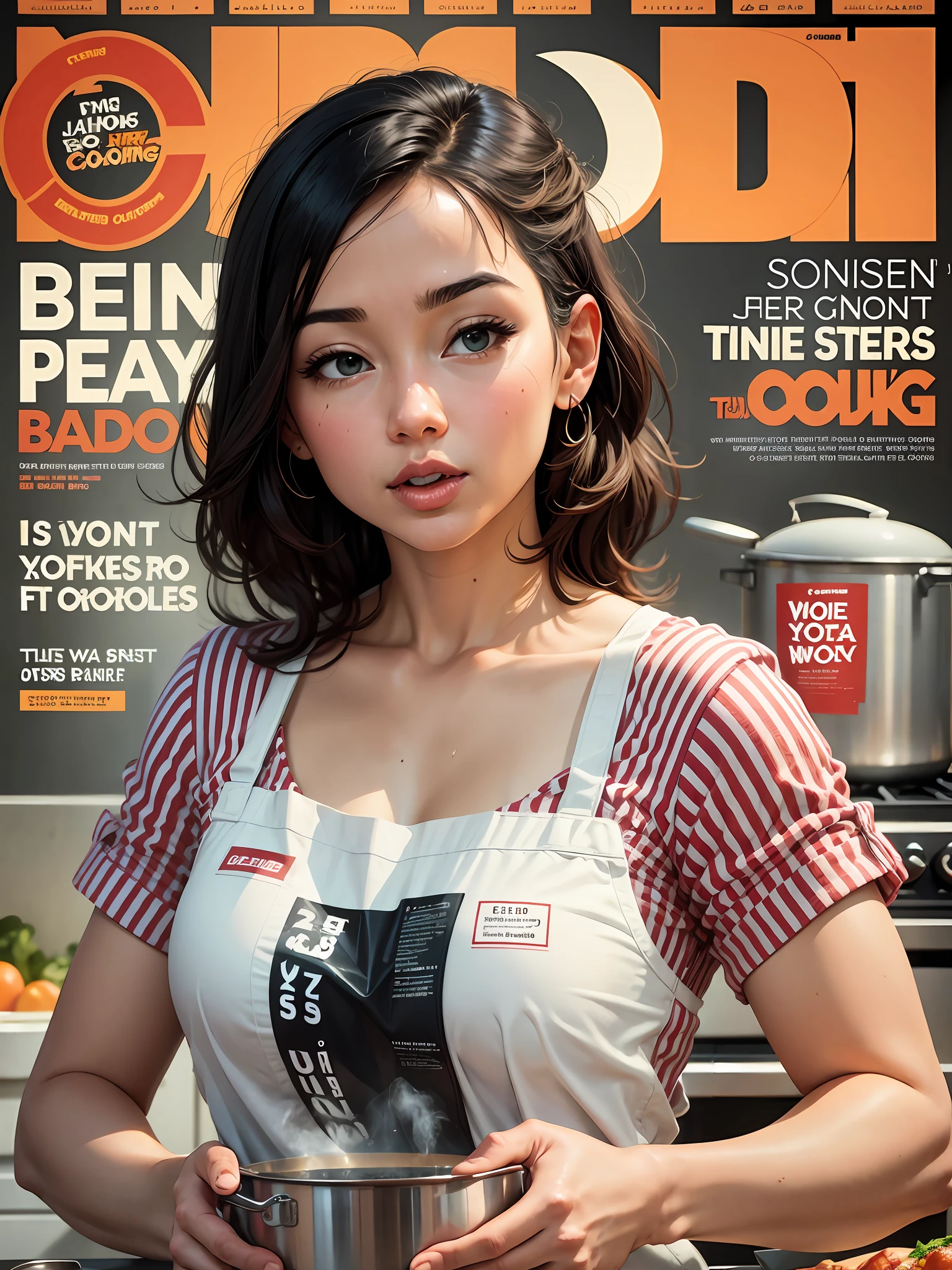 Cooking magazine cover, text headlines