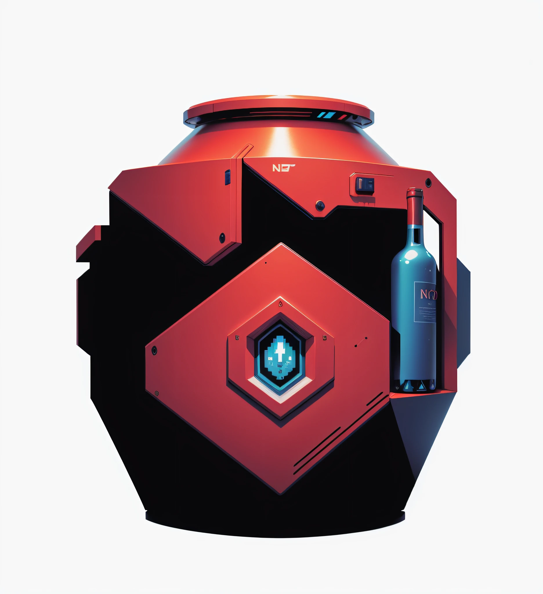 NFT style, pixel style, white background, digital collection, blue tone, rich color, sci-fi wine altar