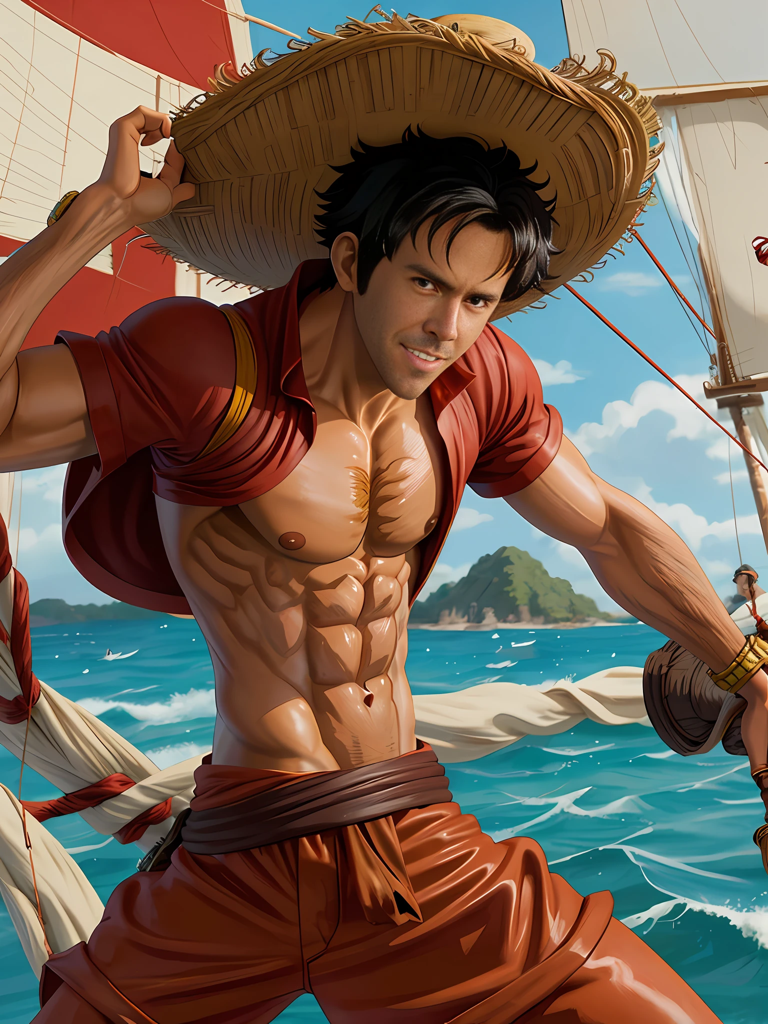 Ryan Reynolds as Monkey D. Luffy: Envision Ryan Reynolds infusing his signature humor into the animated character of Monkey D. Luffy from the anime series "One Piece." With his stretchy rubber powers and unwavering determination, Luffy sets sail on a grand adventure, gathering a diverse crew and chasing his dream of becoming the Pirate King.