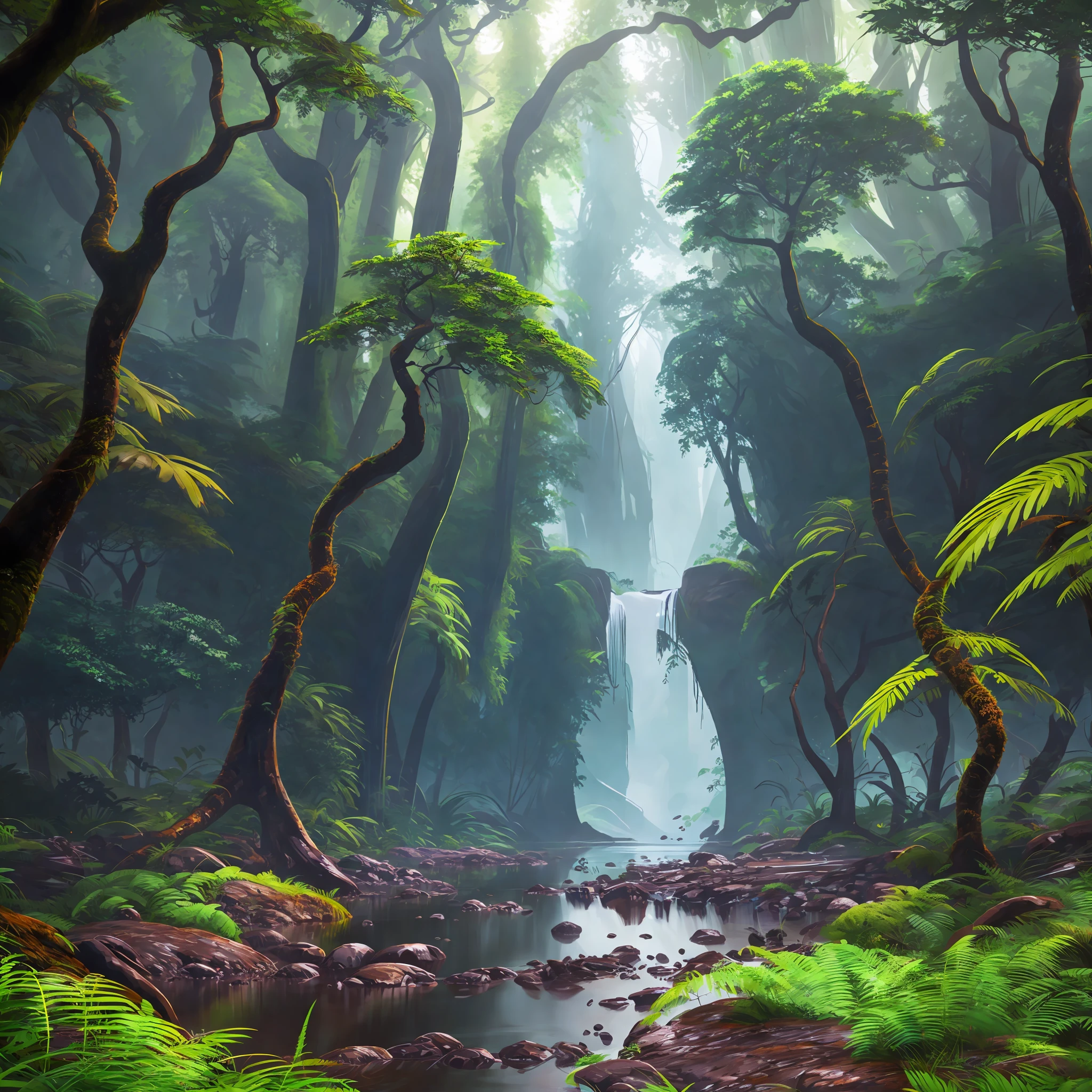 Digital painting of a lush wet natural scene on an alien planet --auto --s2
