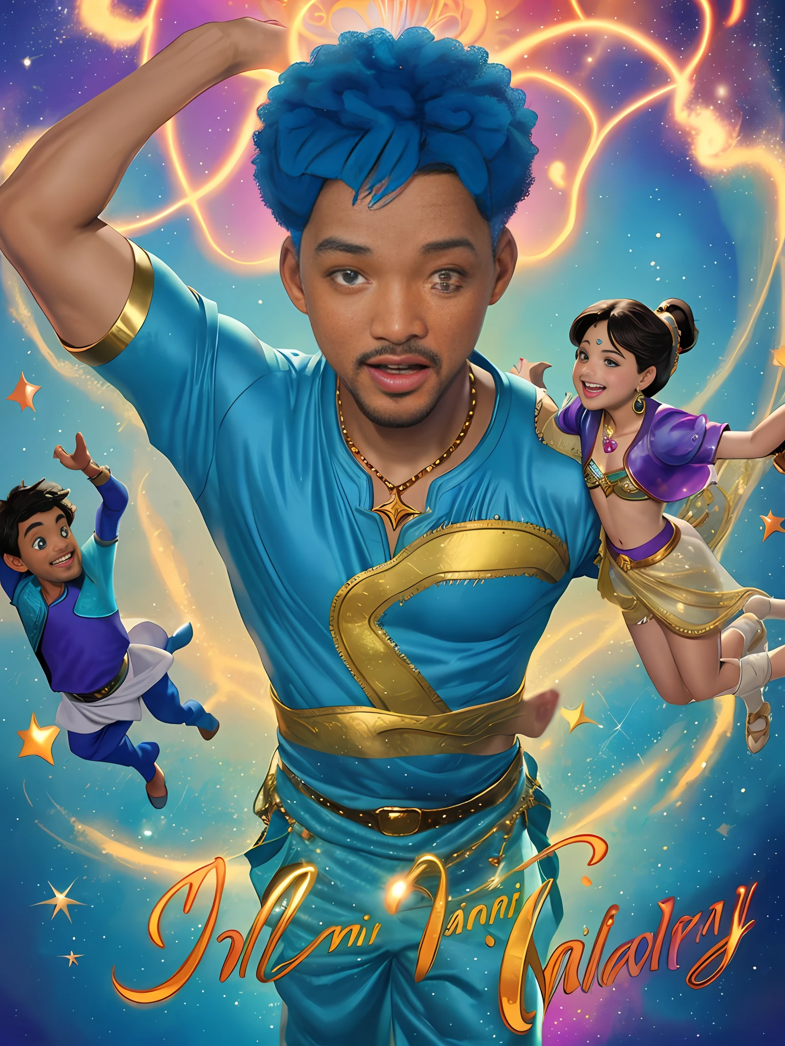 Will Smith as Genie: Imagine Will Smith's vibrant energy and comedic talent infused into an animated version of the Genie from Disney's "Aladdin." With his magical powers and larger-than-life personality, the Genie grants wishes and brings joy to the lives of Aladdin and his companions.