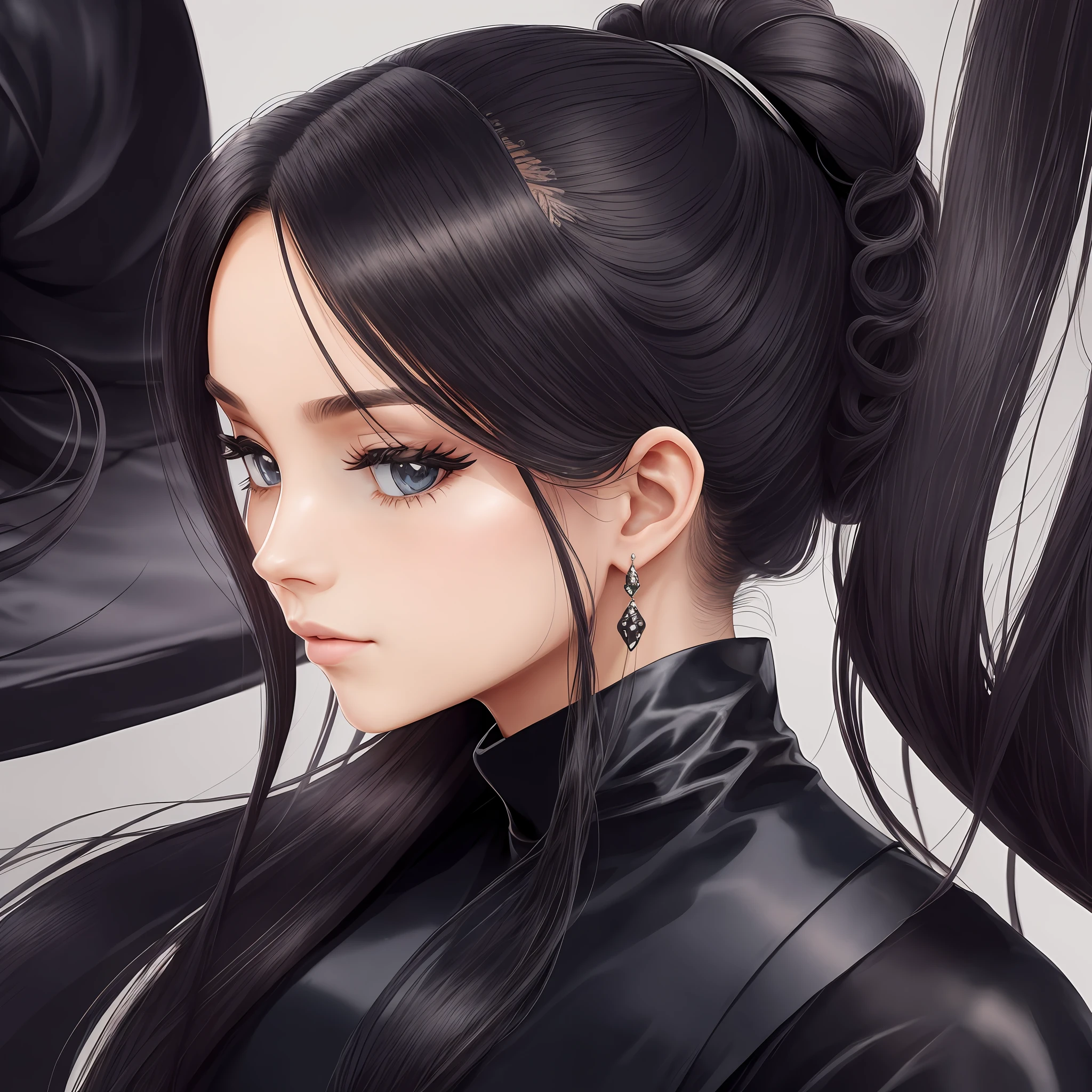 Royal sister, black silk, ponytail --auto --s2