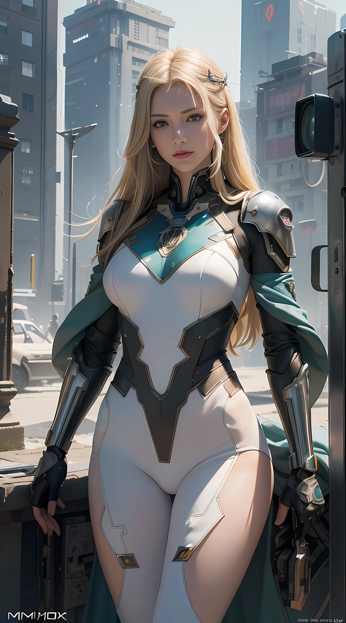 Masterpiece, Best Quality, Film, Official Art, Propaganda Art, Movie Wallpaper, Very Detailed CG Unified 4k Wallpaper, Intricate Details, White Background, Upper Body, Facial Focus, Concept Art, Production Art, ( , Highres, (realistic, photo-realistic:1.2), physically-based rendering, machinery, reflection, realistic, cyberpunk, symmetric front view close up head shot eyes symmetry face very sharp focus realistic award winning matte drawing movie light 1 boy, mecha, (Illustration: 1.1), slim, fair skin, delicate face, king robe, shine, tights, (long blonde hair), green eyes, battlefield, chip, shine, long sword, full body, suitable posture