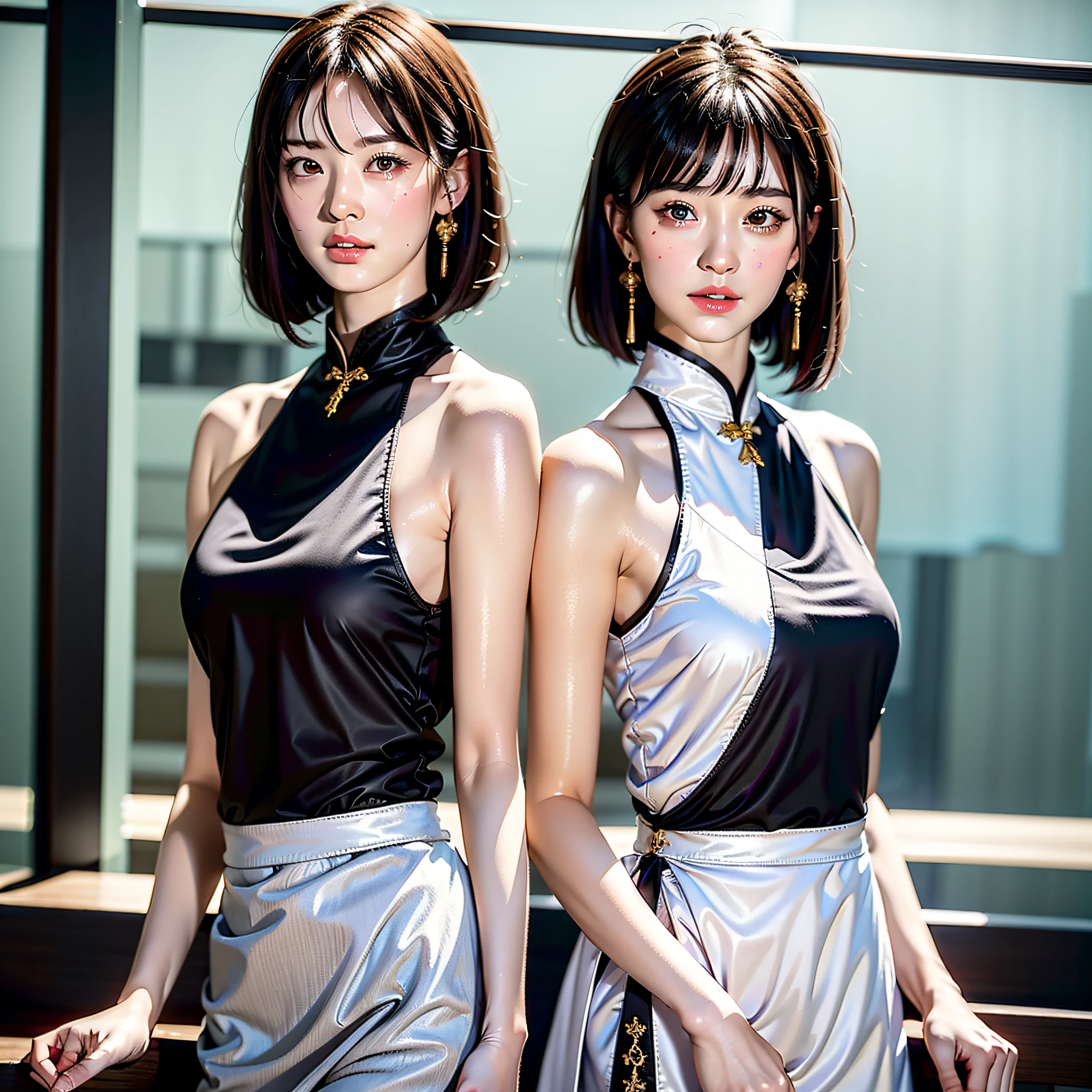 A Chinese girl 18 years old Beautiful eyes, real skin, delicate face, full body picture, hanfu, clothing details, skin details, slim body, delicate and delicate, short hair, black hair, blunt bangs ,beauty, best quality, super detailed, masterpiece, fine detail, high resolution, 8k wallpaper, realistic details, skin details, super detailed, high resolution, extremely detailed, cinematic lighting texture, beautiful, perfect, hd