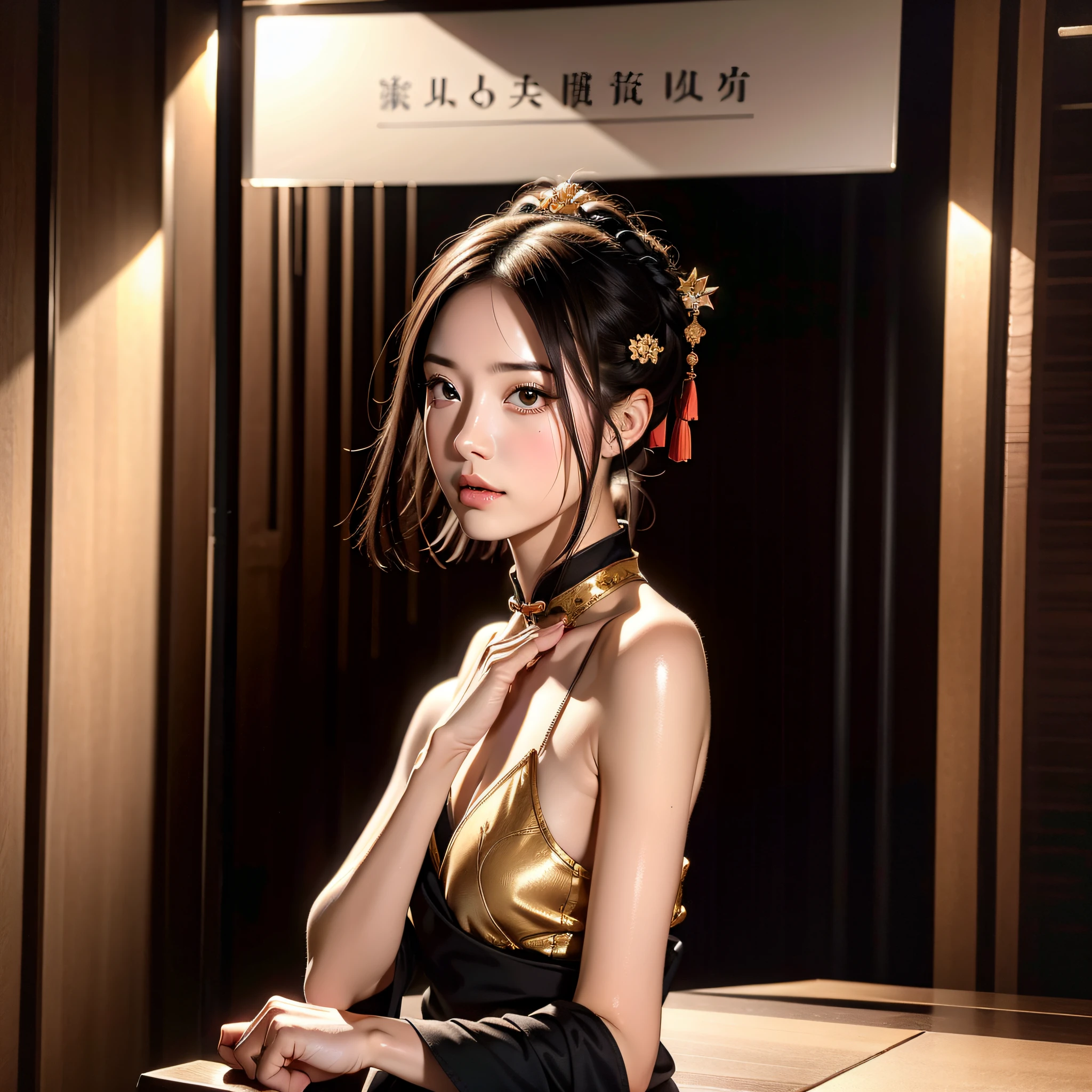 A Chinese girl 18 years old Beautiful eyes, real skin, delicate face, full body picture, hanfu, clothing details, skin details, slim body, delicate and delicate, short hair, black hair, blunt bangs ,beauty, best quality, super detailed, masterpiece, fine detail, high resolution, 8k wallpaper, realistic details, skin details, super detailed, high resolution, extremely detailed, cinematic lighting texture, beautiful, perfect, hd