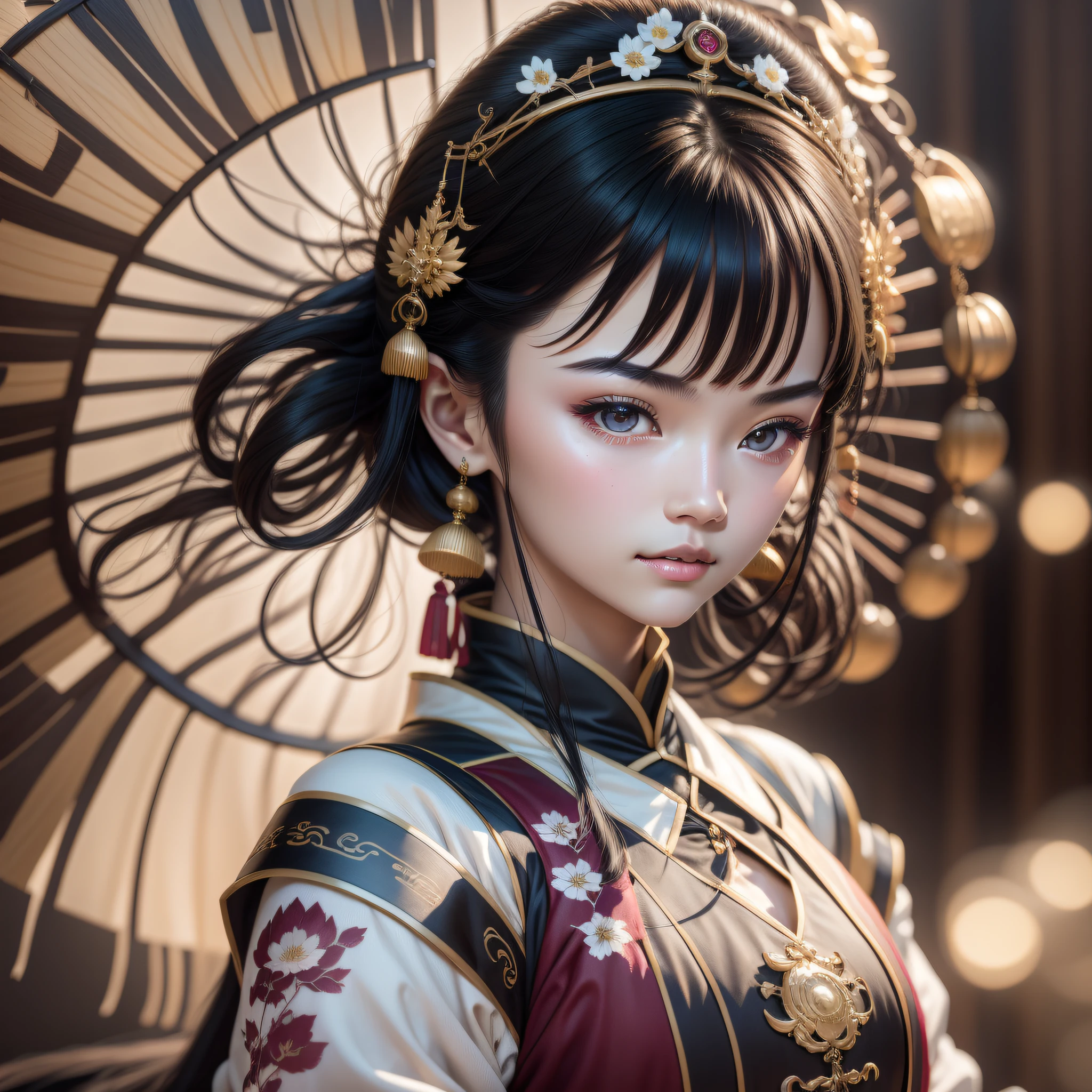 A Chinese girl 18 years old Beautiful eyes, real skin, delicate face, full body picture, hanfu, clothing details, skin details, slim body, delicate and delicate, short hair, black hair, blunt bangs ,beauty, best quality, super detailed, masterpiece, fine detail, high resolution, 8k wallpaper, realistic details, skin details, super detailed, high resolution, extremely detailed, cinematic lighting texture, beautiful, perfect, hd