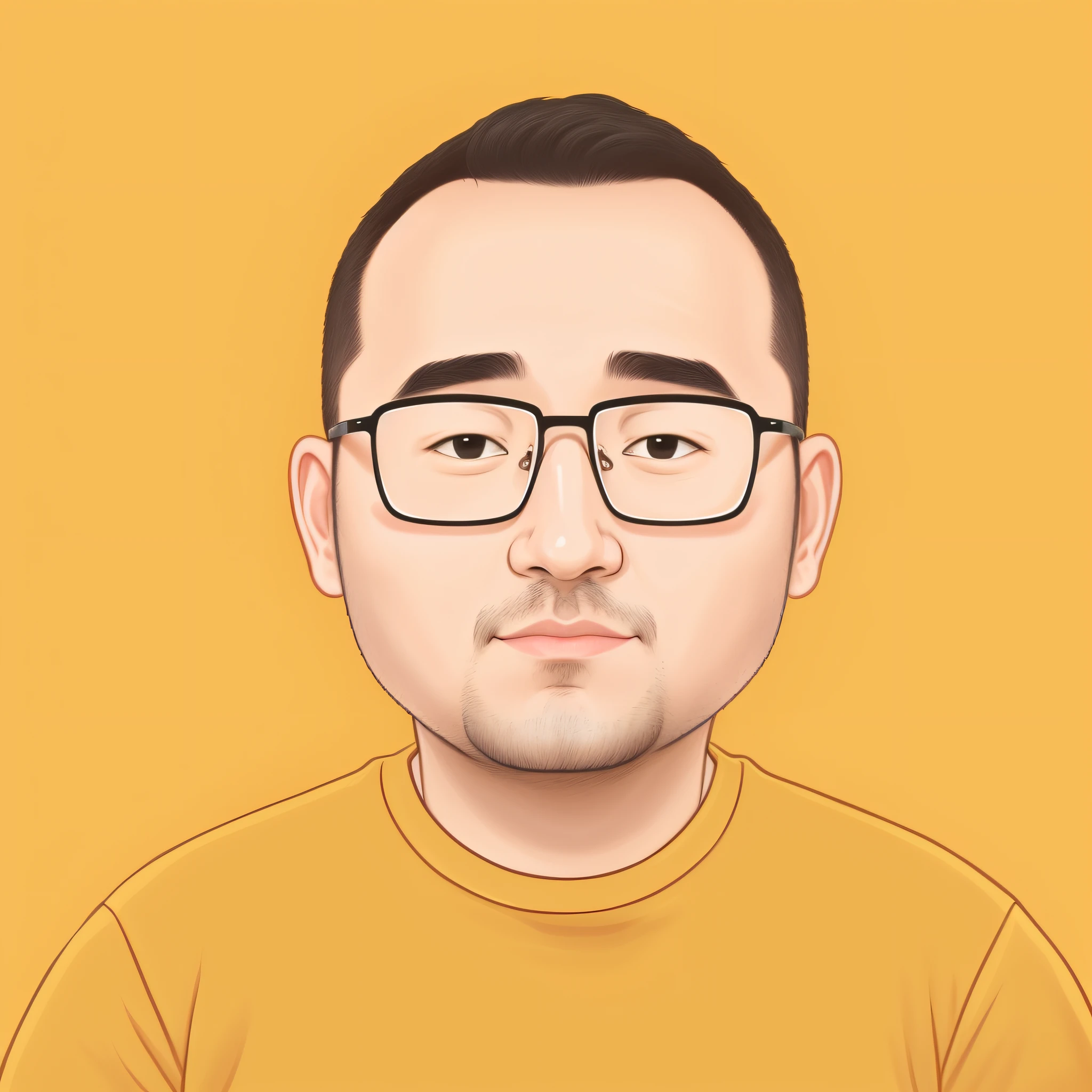 arafed image of a man with glasses and a yellow shirt, nft portrait, high quality portrait, 2d portrait, digital illustration portrait, cartoon portrait, satoshi, detailed illustration portrait, lofi portrait, professional profile picture, 2. 5 d illustration, 2 d illustration, 2d illustration, zmonzheng, steve zheng, character portrait of me