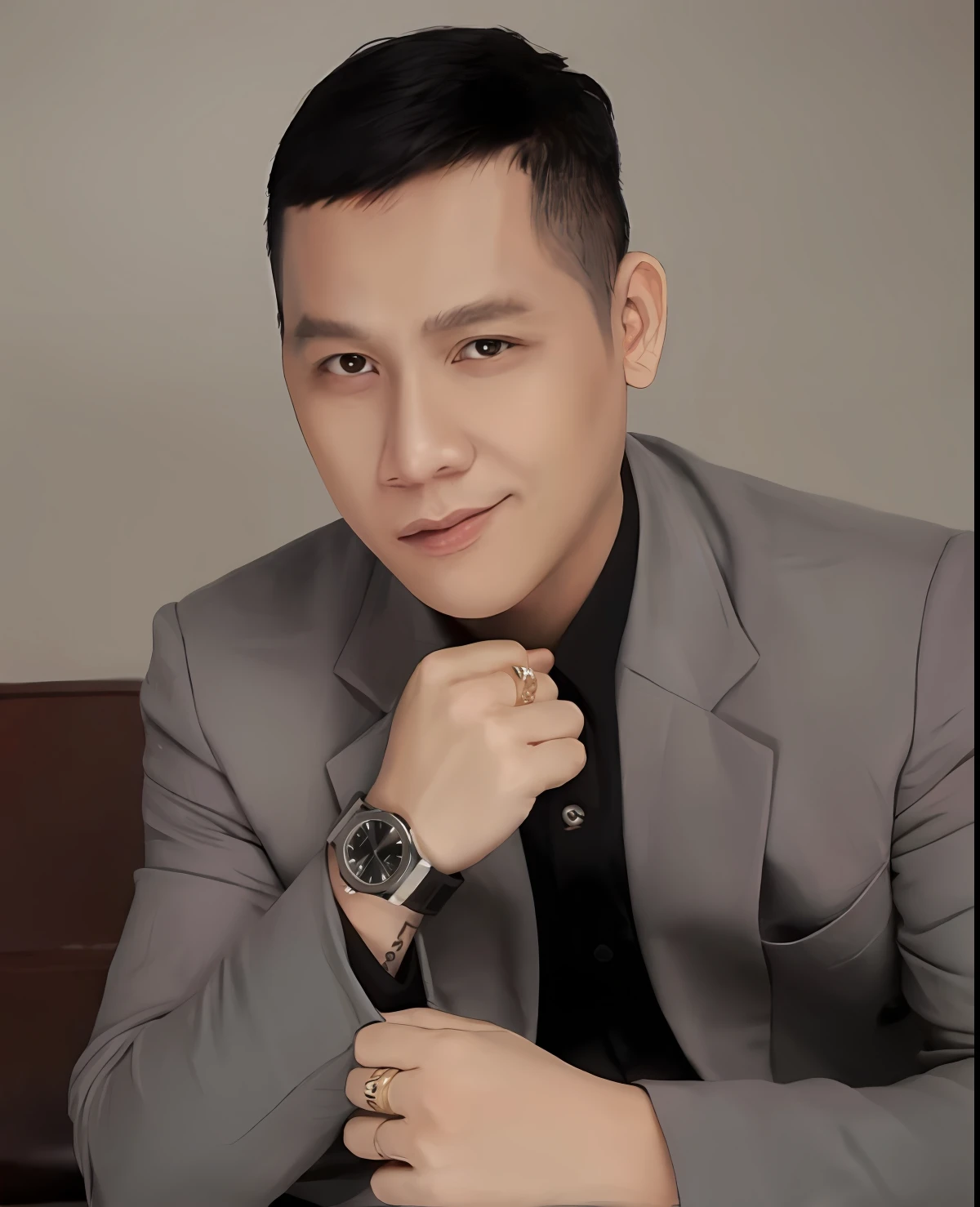 araffed asian man in a suit and tie sitting on a couch, yanjun chengt, phong yintion j - jiang geping, damien tran, inspired by Ding Yunpeng, inspired by Xie Huan, darren quach, bao pham, hoang long ly, ryan jia, in style of lam manh, liang mark, allan lee