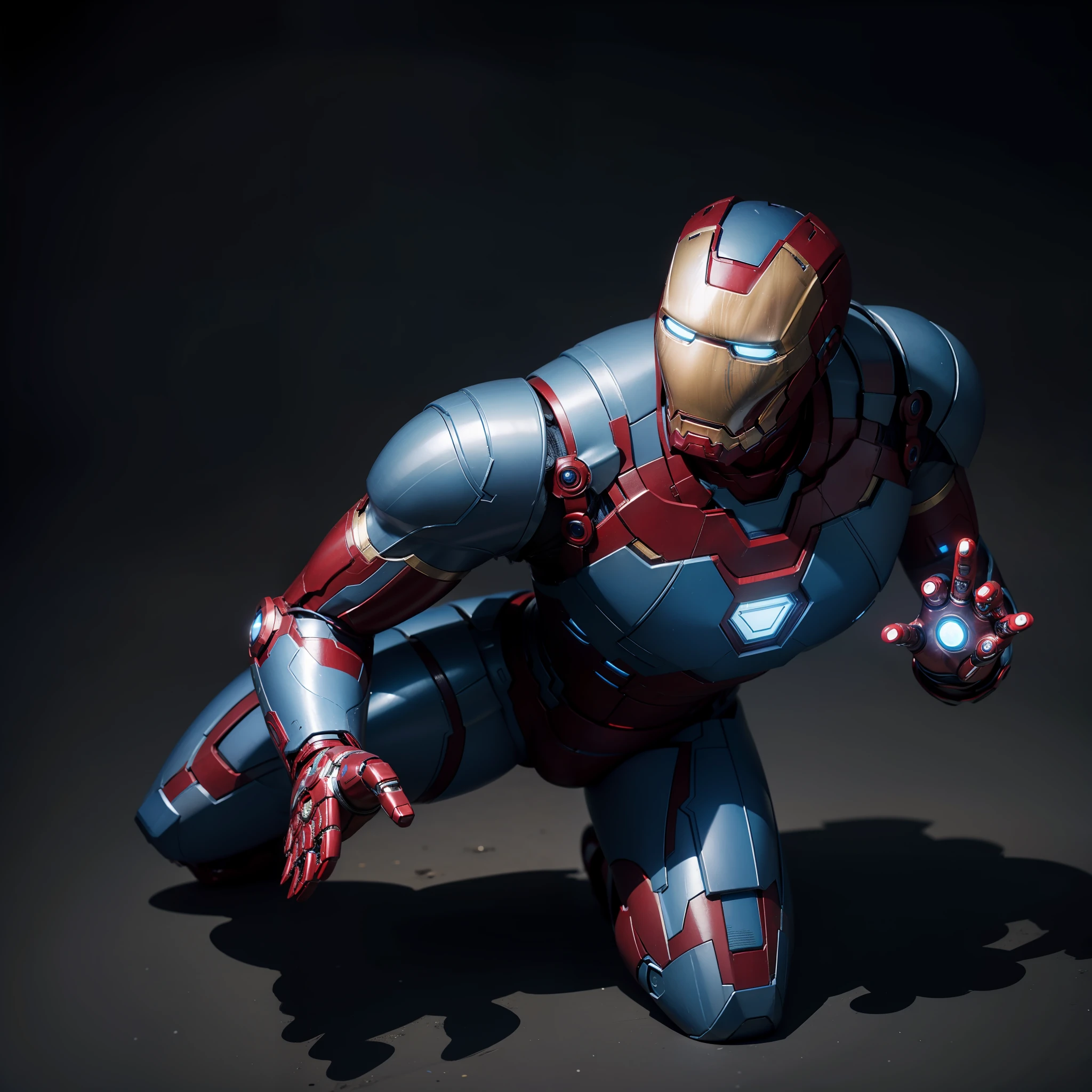 masterpiece, top quality, super detailed, ultra-realistic, iron man, full body, blue, blue iron man, blue, blue iron man, deep blue