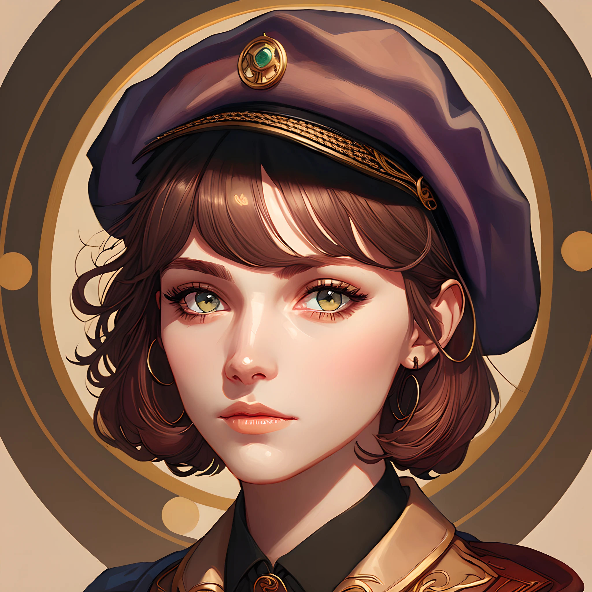 (Best quality),(masterpiece),(ultra detailed),(4k resolution),(extremely detailed),portrait of an elegantly dressed short haired hipster girl, extremely dark and prominent circles around eyes, irritated expression, bohemian fashion, wearing a beret, artsy, intricate, soft and cute face, highly detailed, digital painting, artstation, concept art, smooth, sharp focus, illustration, art by artgerm and greg rutkowski and alphonse mucha