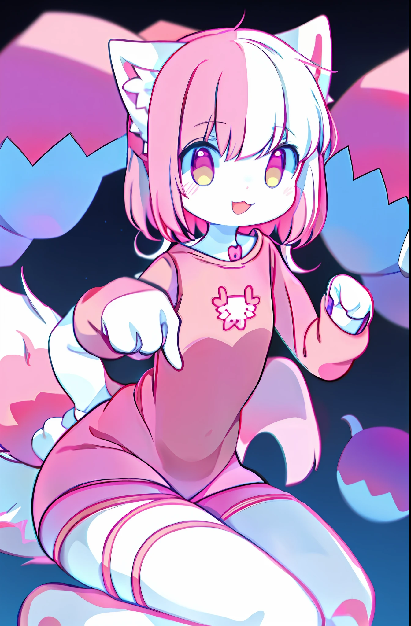 anime girl with a pink shirt and white shorts and a pink cat, fursona!!!!, female furry mini cute style, cute anime catgirl, furry fursona, furry art!!!, holo is a wolf girl, furry furaffinity, fursona art, nyaruko-san, female fursona, nekomimi, anime catgirl, fursona commission