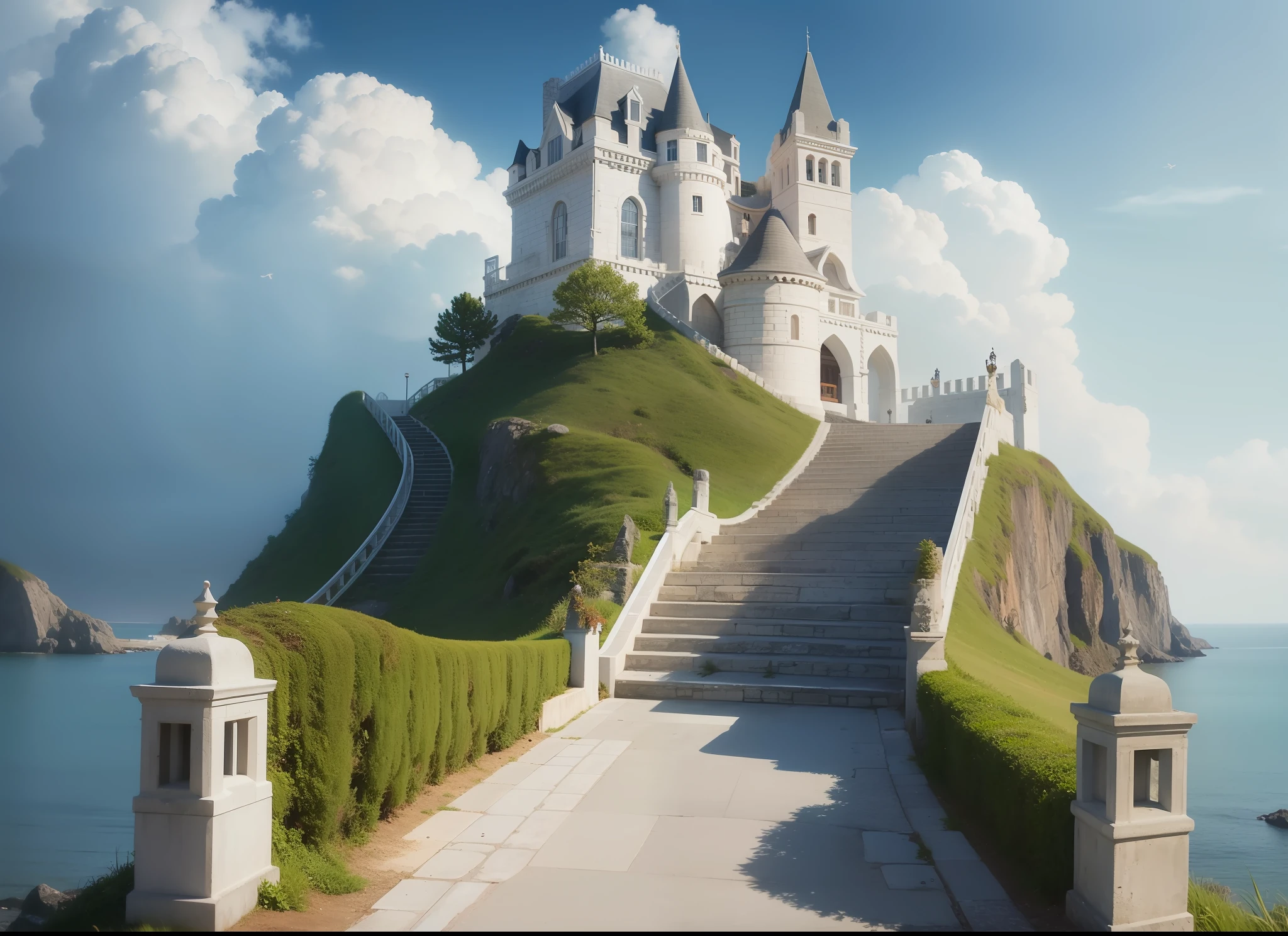 Stairs to the White Castle on the island of Heaven