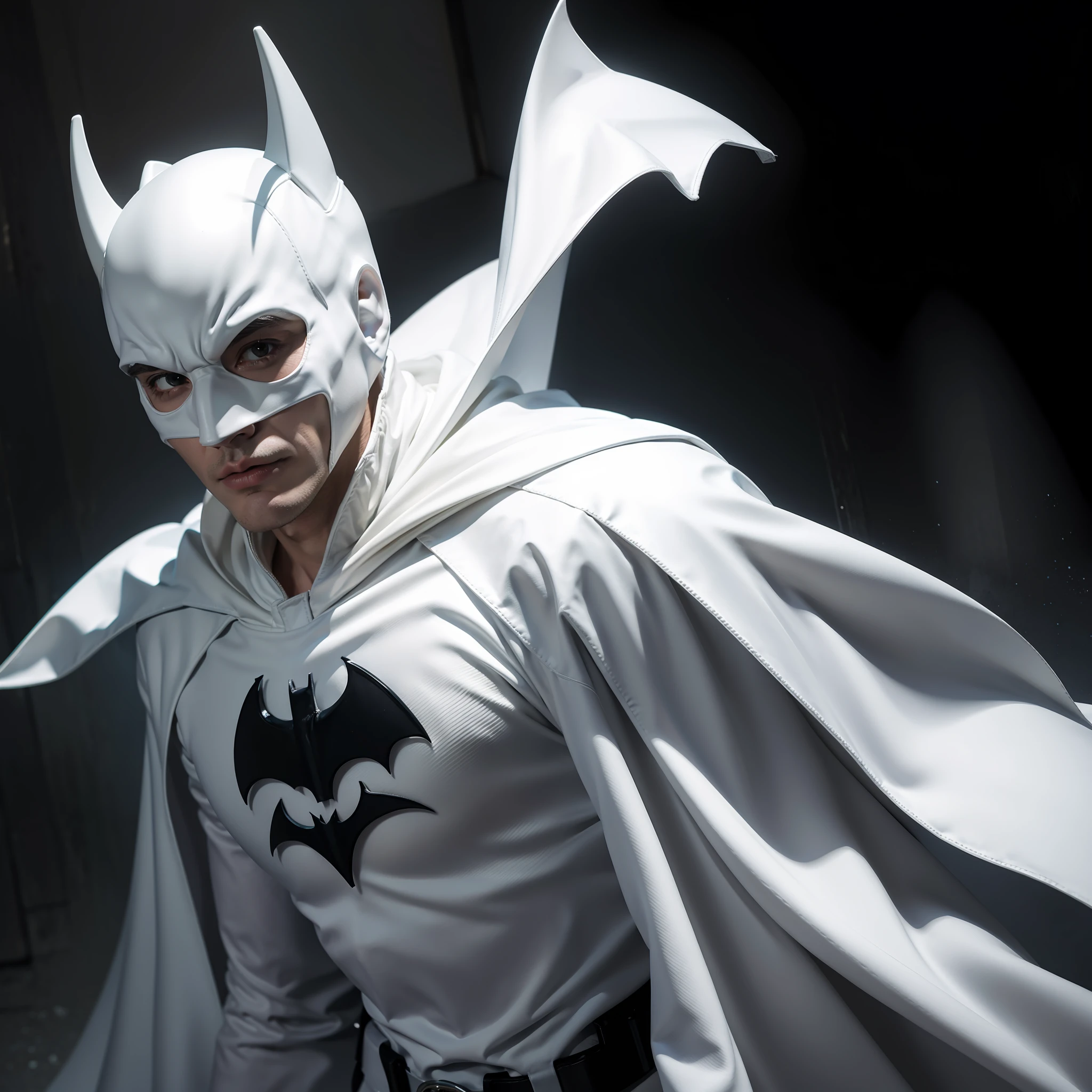 masterpiece, top quality, super detailed, ultra realistic, white batman, gotham city, batman, white, batman