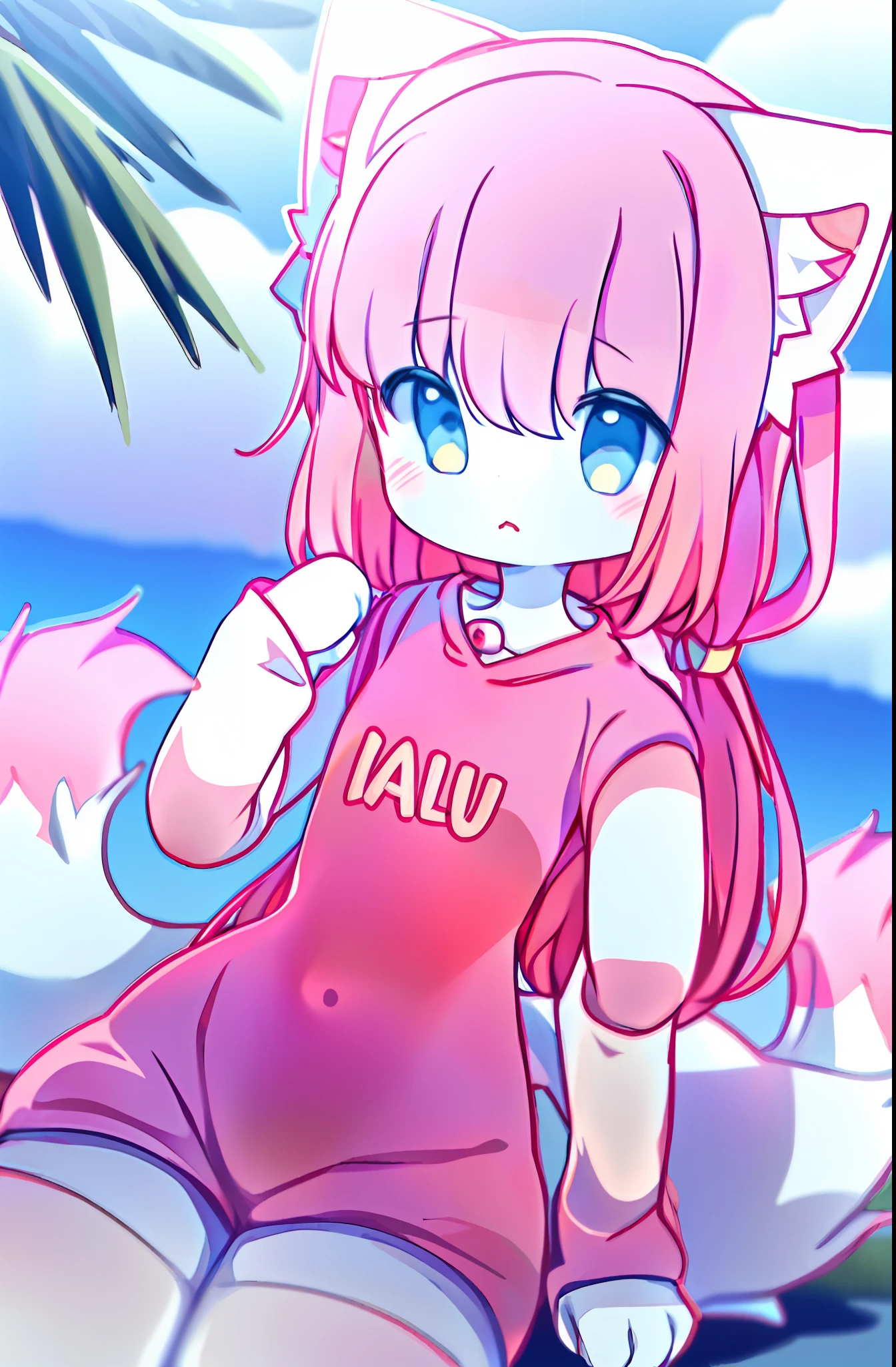 anime girl with a pink shirt and white crotch, and a pink cat, fursona!!!!, female furry mini cute style, cute anime catgirl, furry fursona, furry art!!!, holo is a wolf girl, furry furaffinity, fursona art, nyaruko-san, female fursona, nekomimi, anime catgirl, fursona commission, solo,