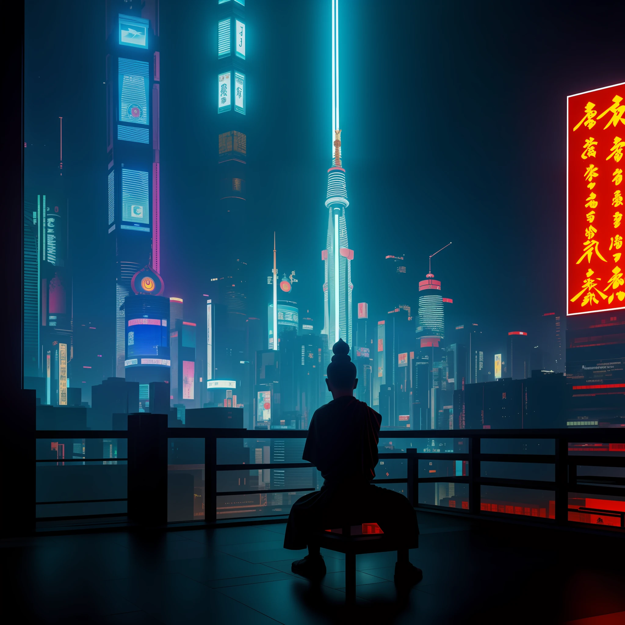 Cyberpunk Buddhist environment