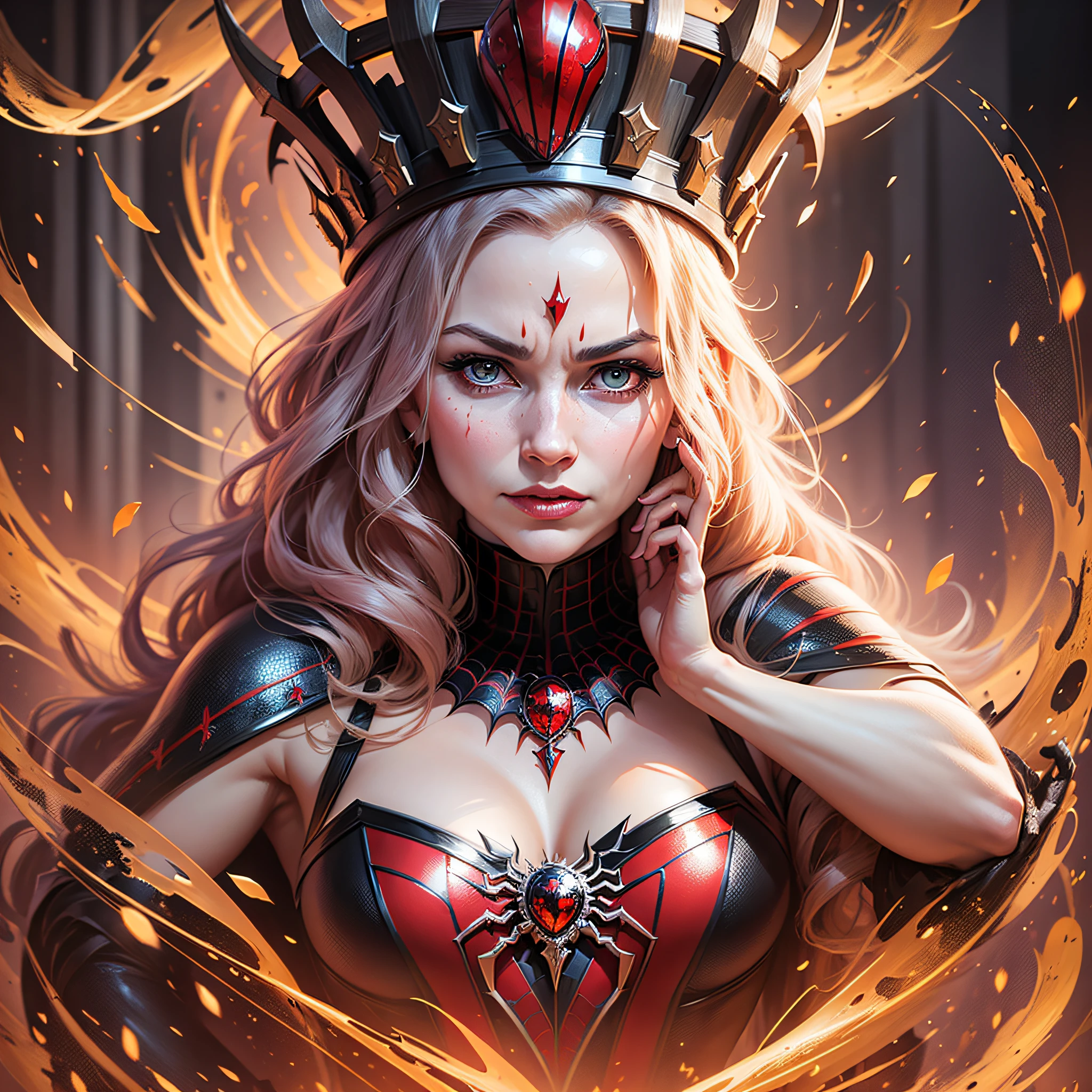 Queen Elizabeth the second as spider woman, concept art, 4k --auto --s2