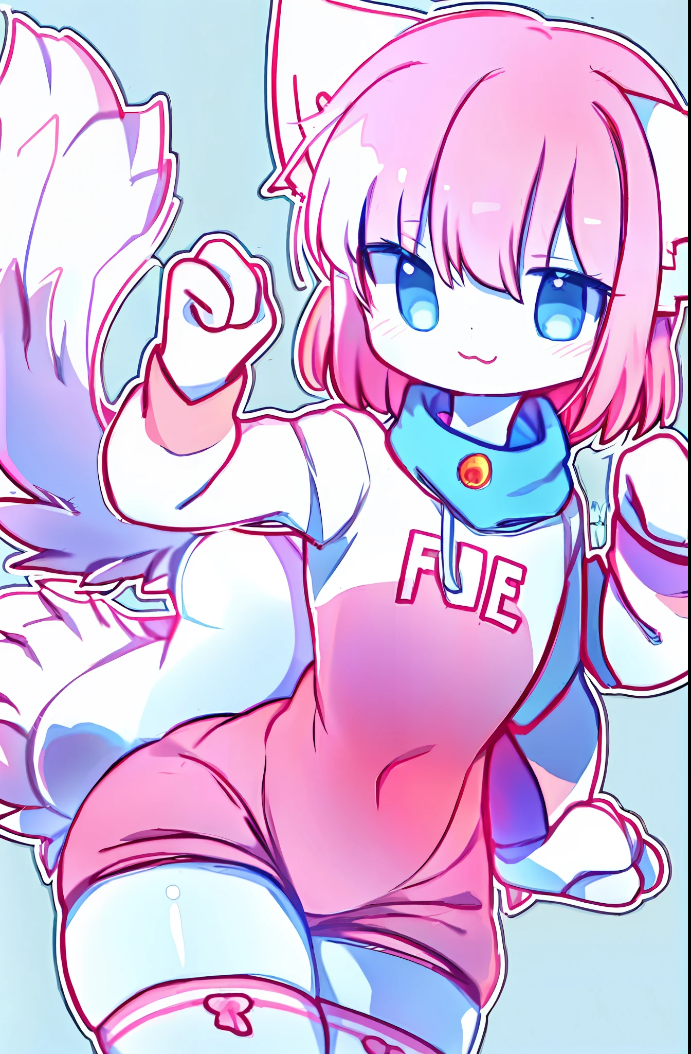 anime boy with a pink shirt and white crotch, and a pink cat, fursona!!!!, female furry mini cute style, cute anime catboy, furry fursona, furry art!!!, holo is a wolf girl, furry furaffinity, fursona art, nyaruko-san, female fursona, nekomimi, anime catboy, fursona commission, solo, thick_thighs