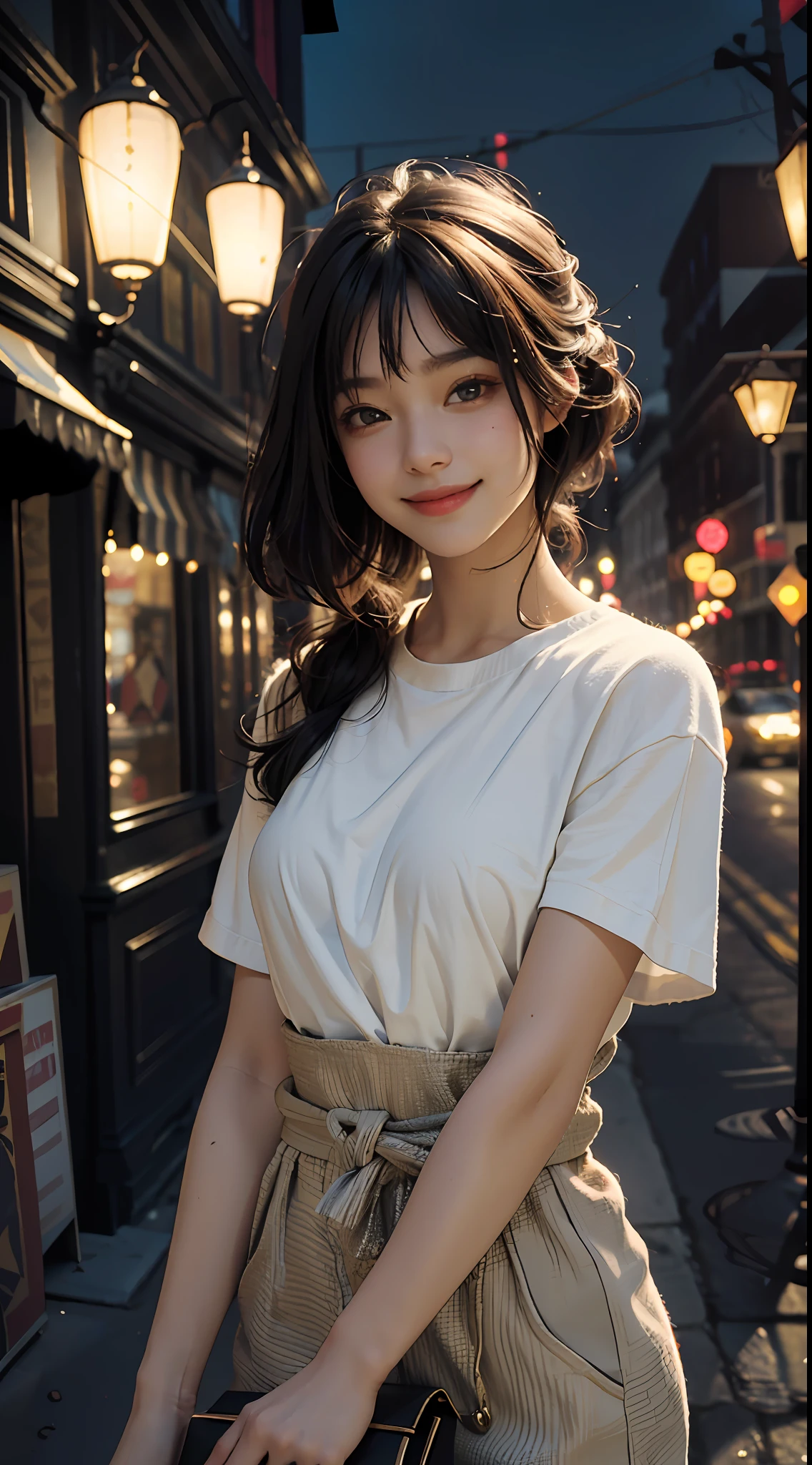 Top quality, masterpiece, ultra high definition, (Reality: 1.4), Original photo, 1Girl, Cinematic lighting, smile, bright