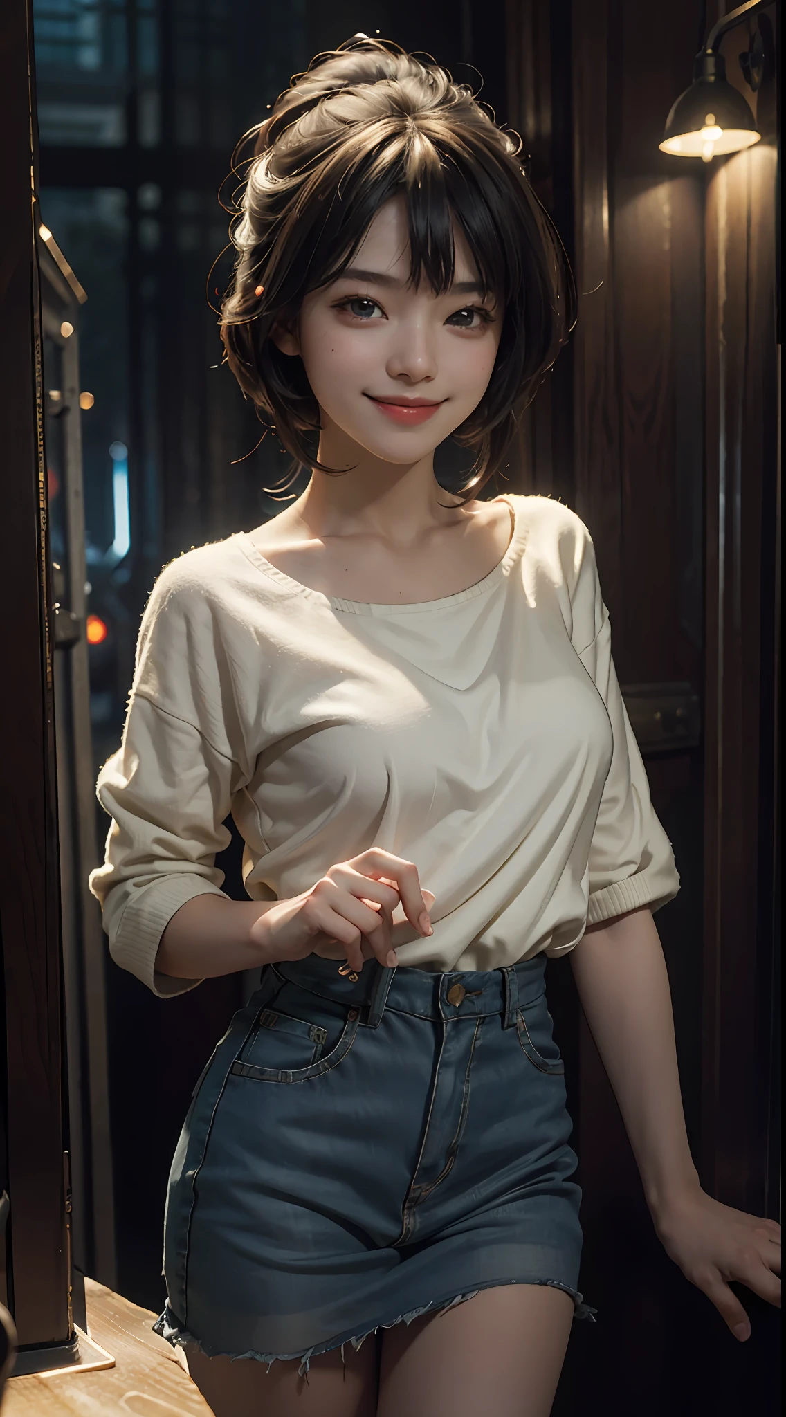 Top quality, masterpiece, ultra high definition, (Reality: 1.4), Original photo, 1Girl, Cinematic lighting, smile, bright