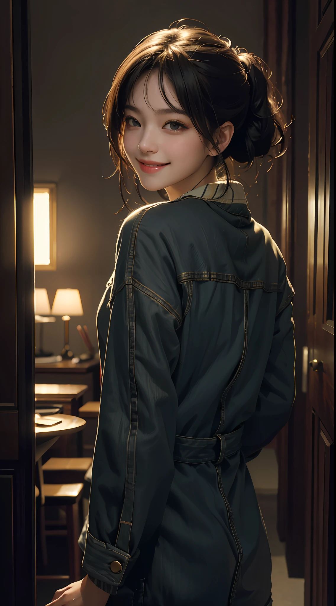 Top quality, masterpiece, ultra high definition, (Reality: 1.4), Original photo, 1Girl, cinematic lighting, smile, bright, photolike